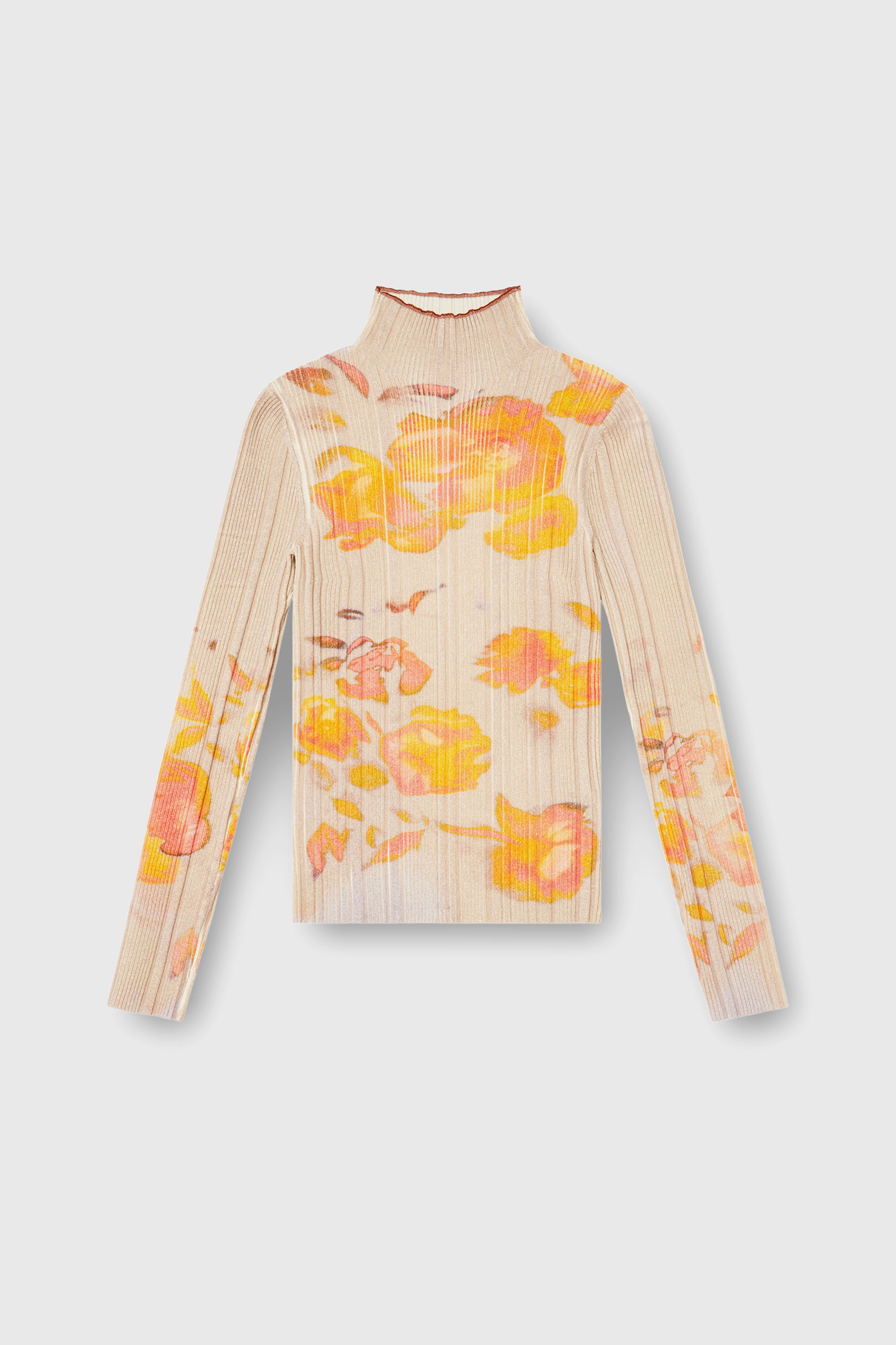 Diesel - M-IORIA, Dolcevita in lana a costine con stampa floreale Donna in Multicolor - 2