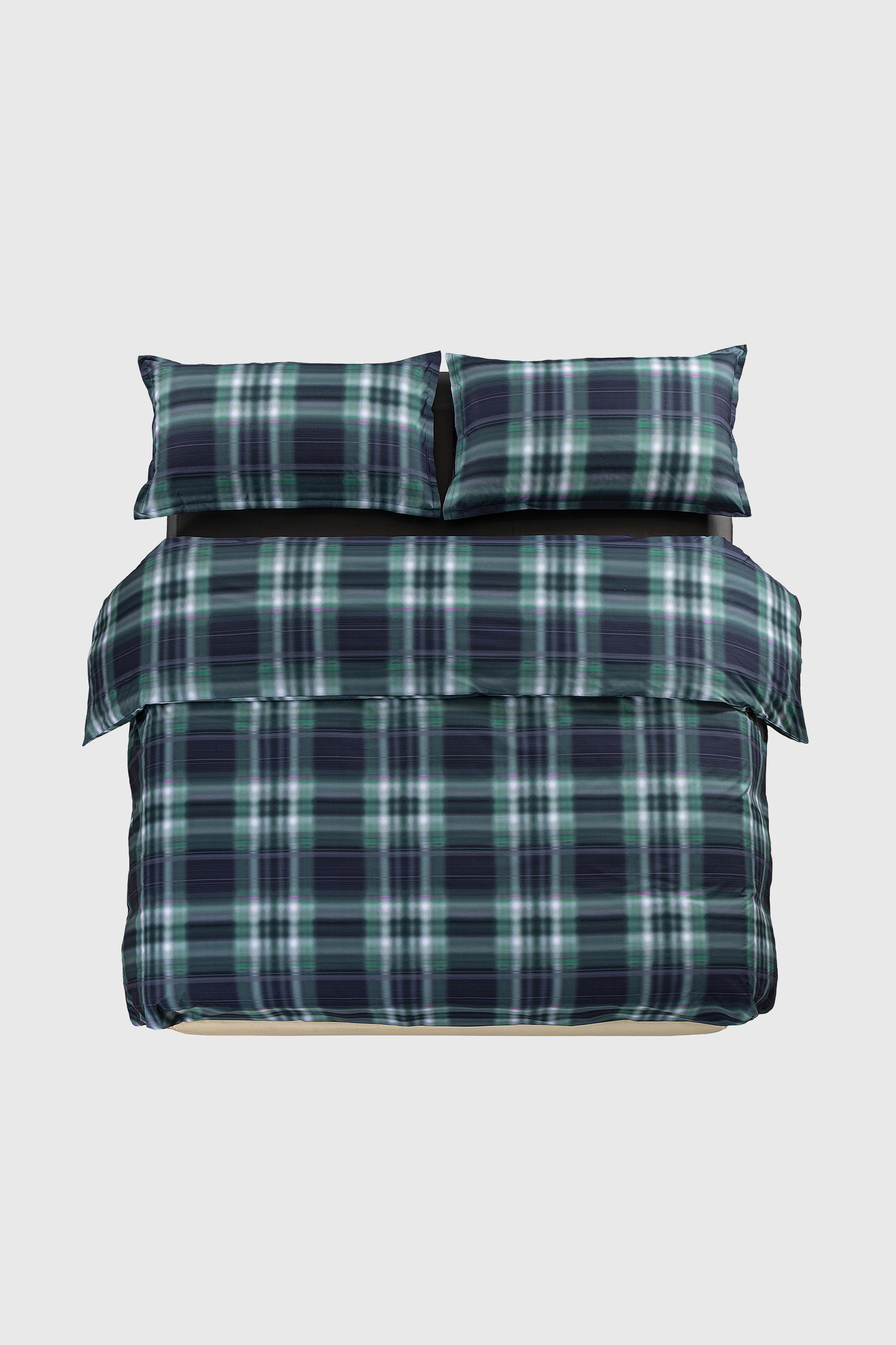 Diesel - 1016334 HAZY TARTAN BLUE DUVET COVER SET, Parure copripiumino in percalle per letto queen size Unisex in Multicolor - 1