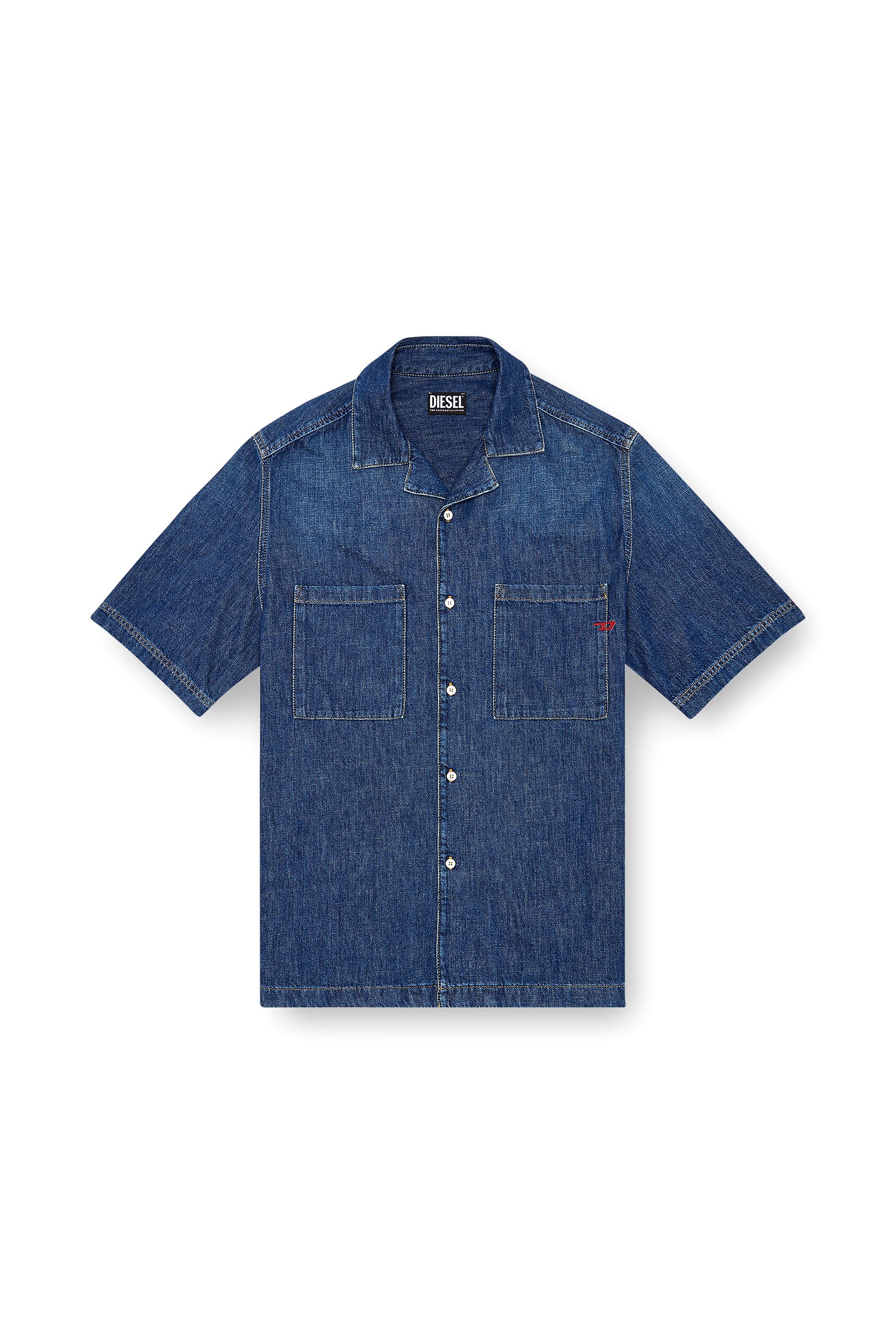 Diesel - D-PAROSHORT, Man Bowling shirt in denim in Blue - Image 5