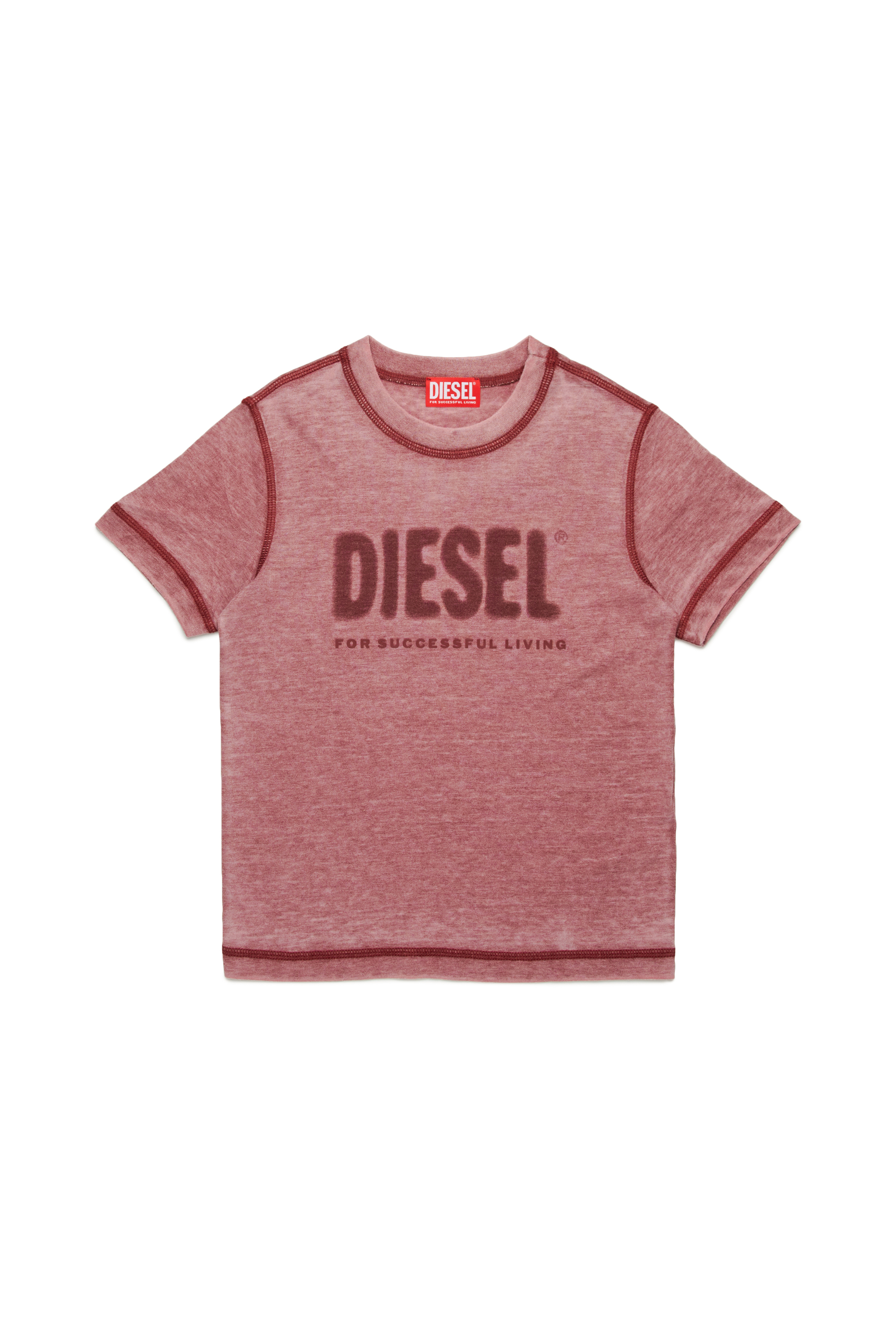Diesel - TDIEGORL1, Man Burnout T-shirt with logo in Red - Image 1