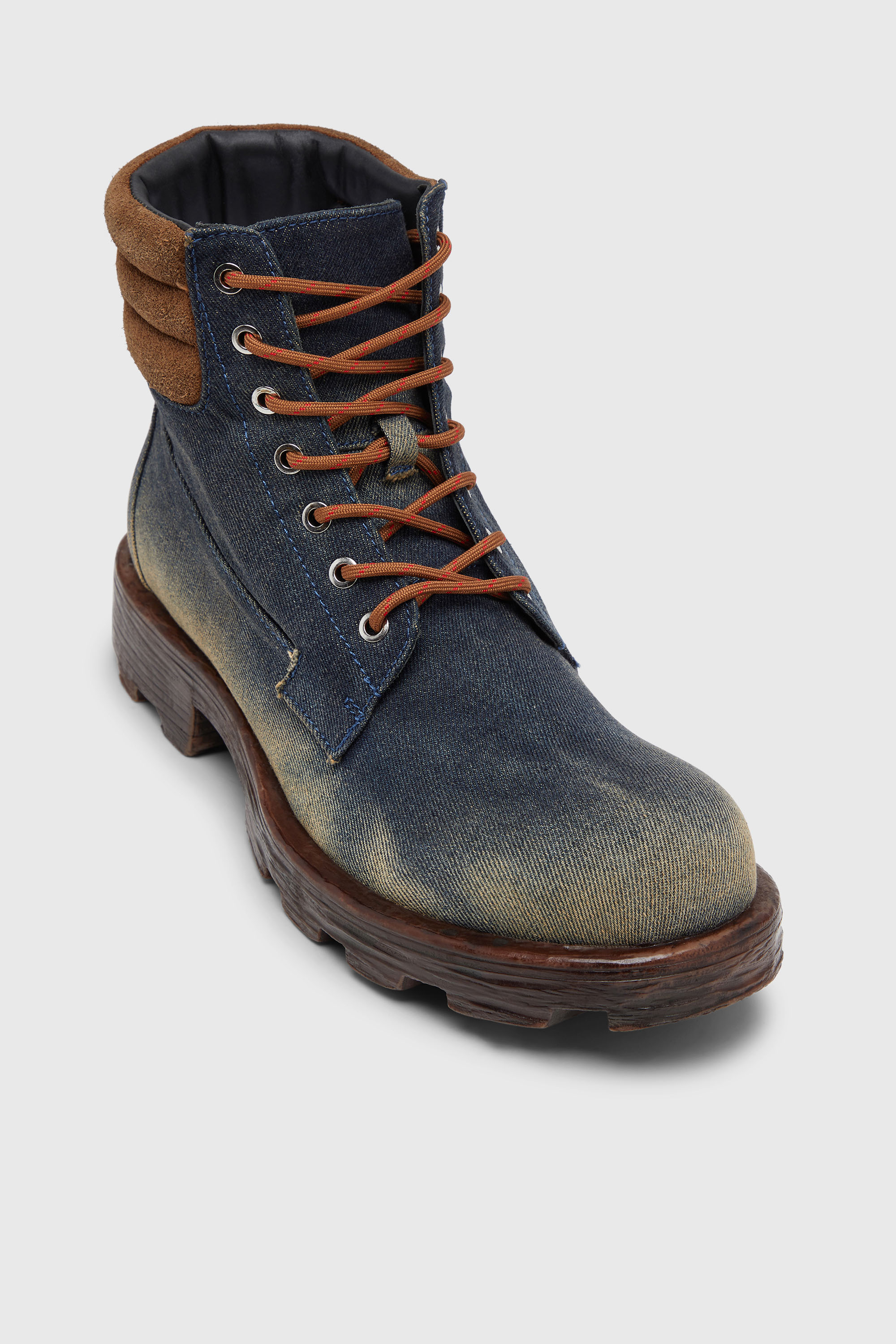Diesel - D-HAMMER LACE UP, D-Hammer-Bottes de combat en denim et su&egrave;de Homme in Bleu - 6