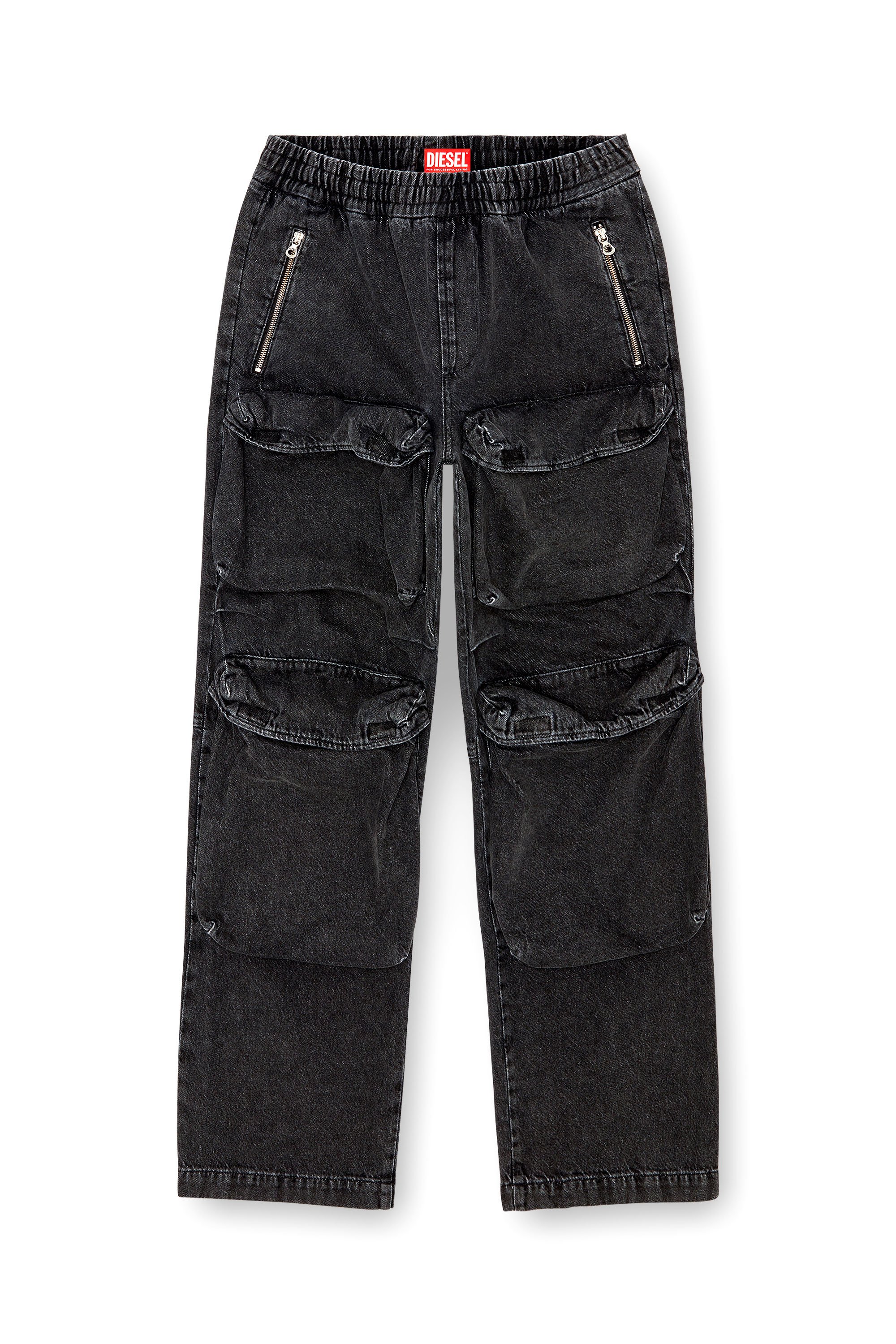 Diesel - Relaxed Jeans D-Baertson 0CBDH Uomo, Nero/Grigio scuro - Image 3