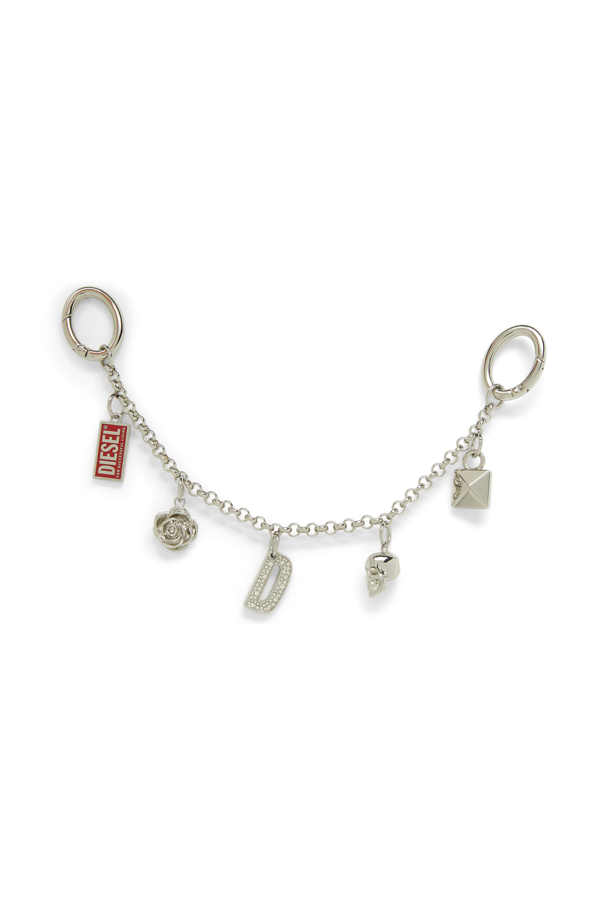Diesel - CHAIN-D II S, Cha&icirc;ne en m&eacute;tal avec pendentifs iconiques Femme in Gris argent&eacute; - 1