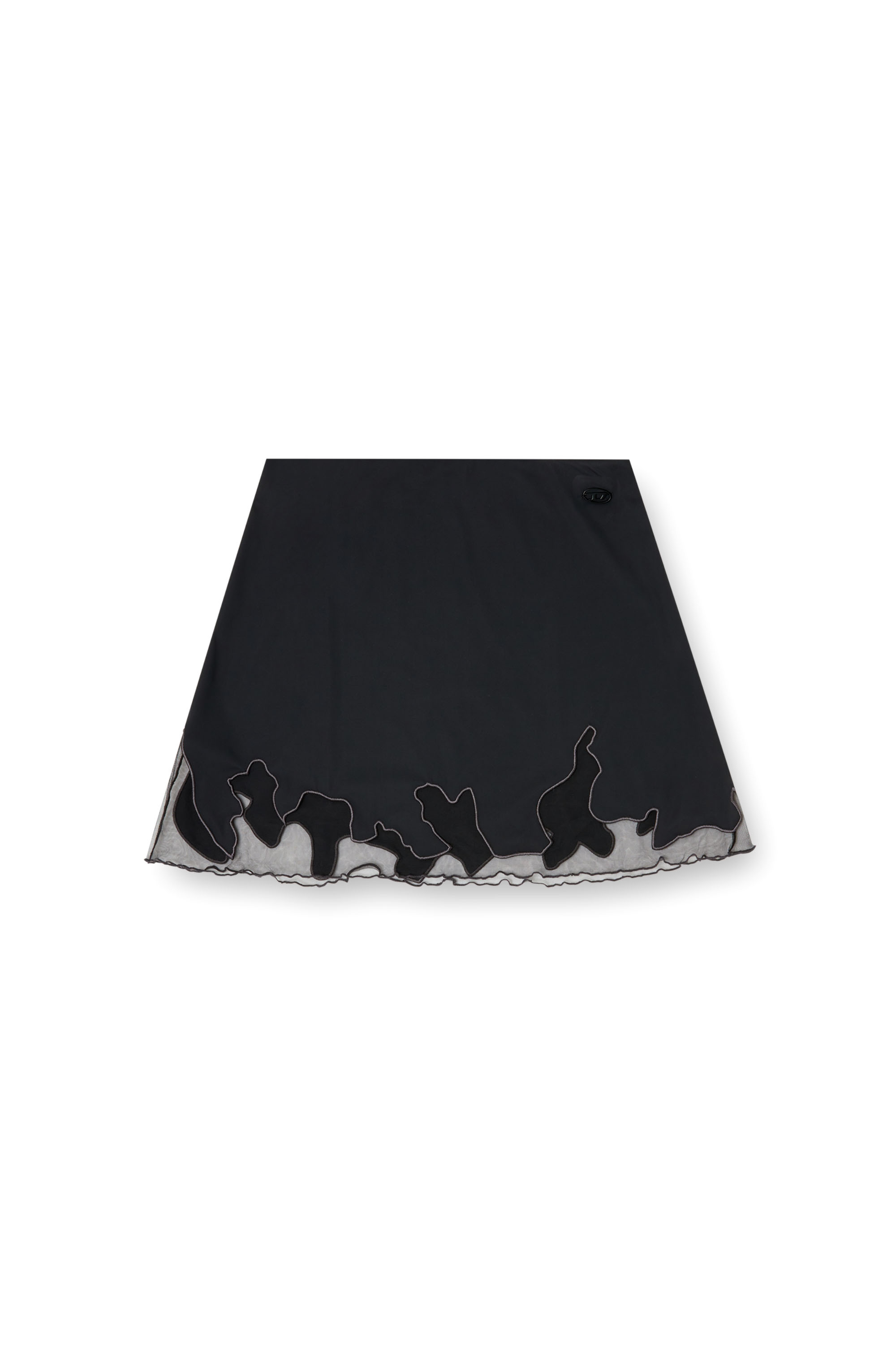 Diesel - O-LANE-R1, Mini-jupe en nylon avec insert en tulle Femme in Noir - 3