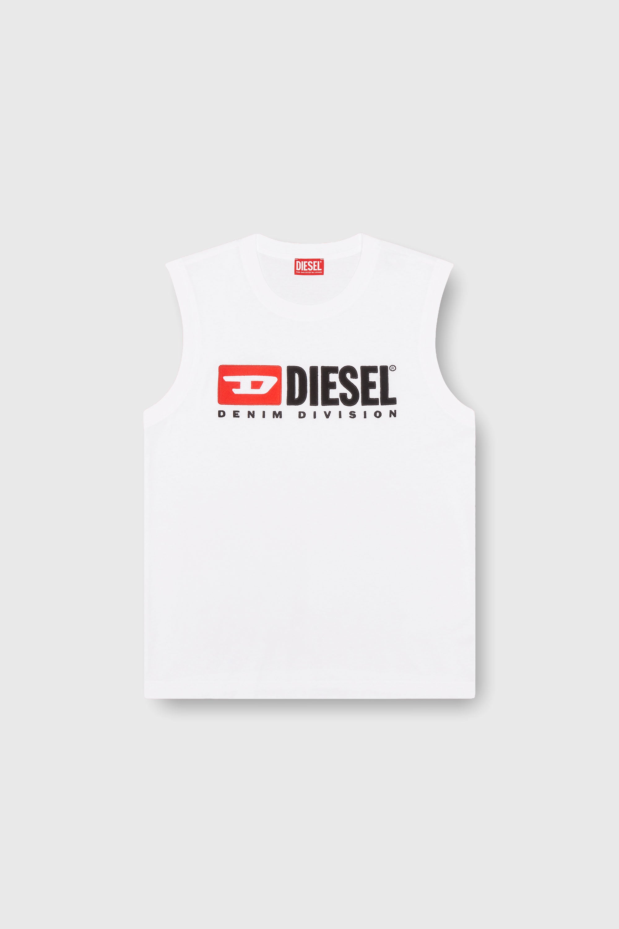 Diesel - T-ISCO-DIV, D&eacute;bardeur avec logo imprim&eacute; sur le devant Homme in Blanc - 2