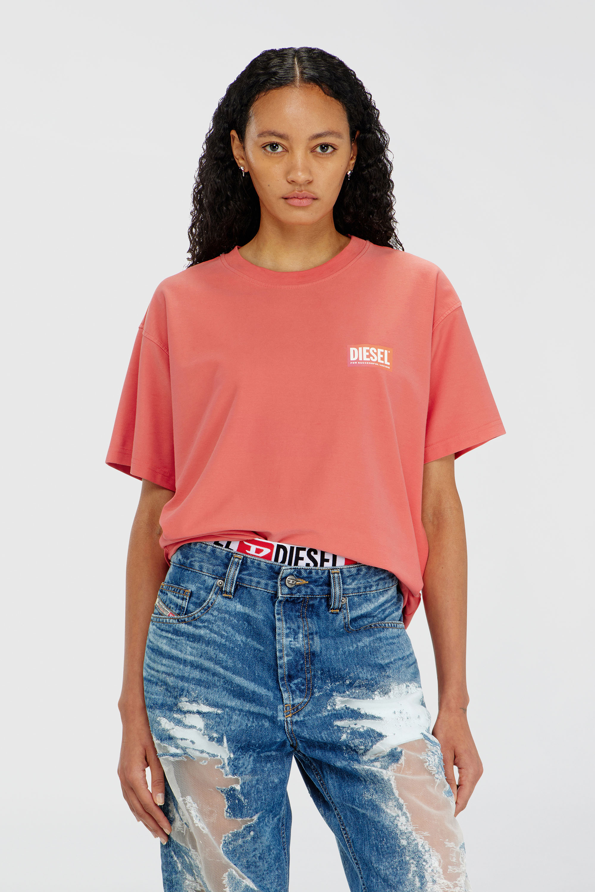 Diesel - PR-T-NORM-CHITIND-R, Unisex T-Shirt mit transparentem Logo auf der R&uuml;ckseite in Korallrosa - 5