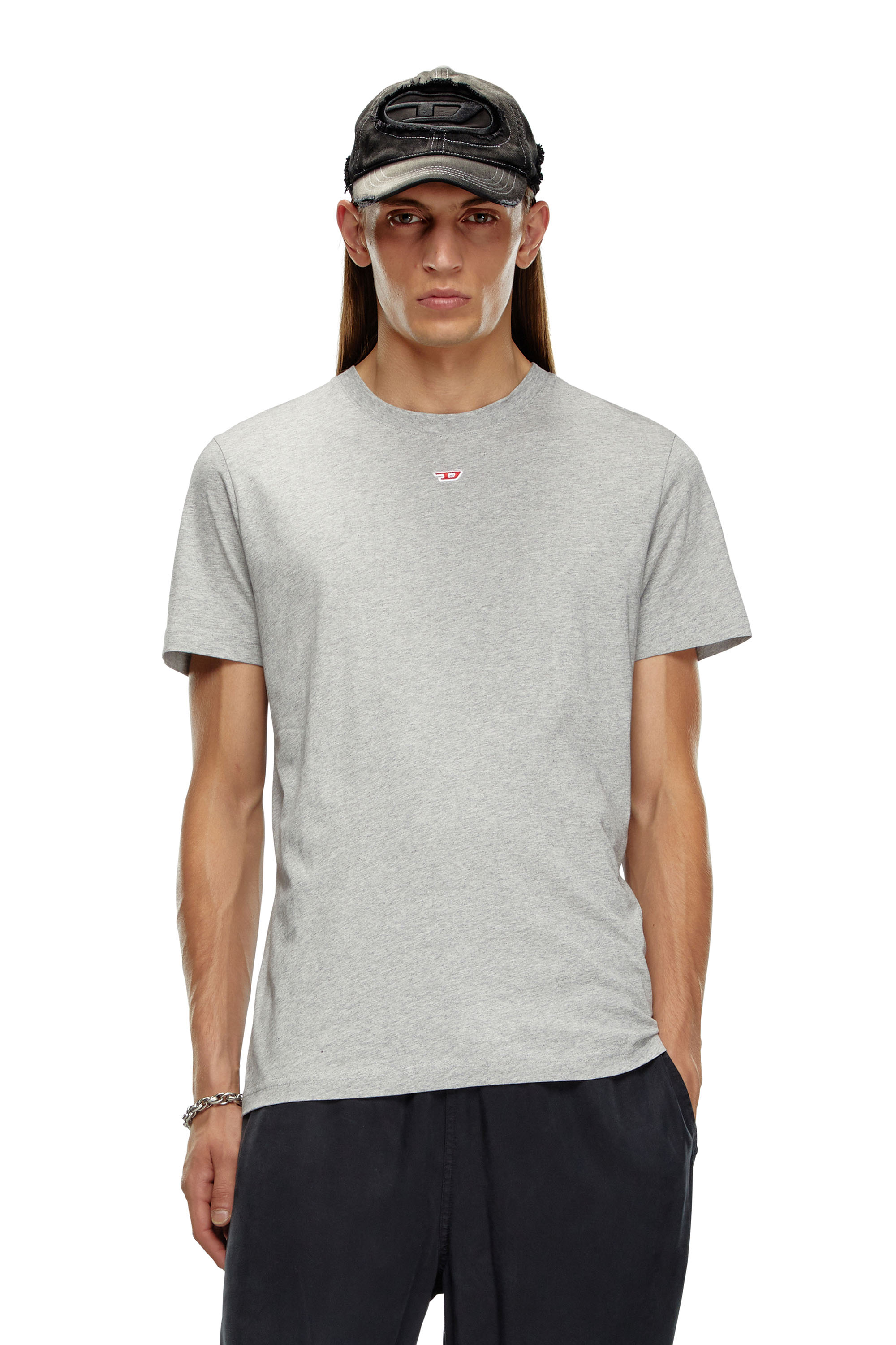 Diesel - T-DIEGOR-D, Man T-shirt with D patch in Grey - Image 1
