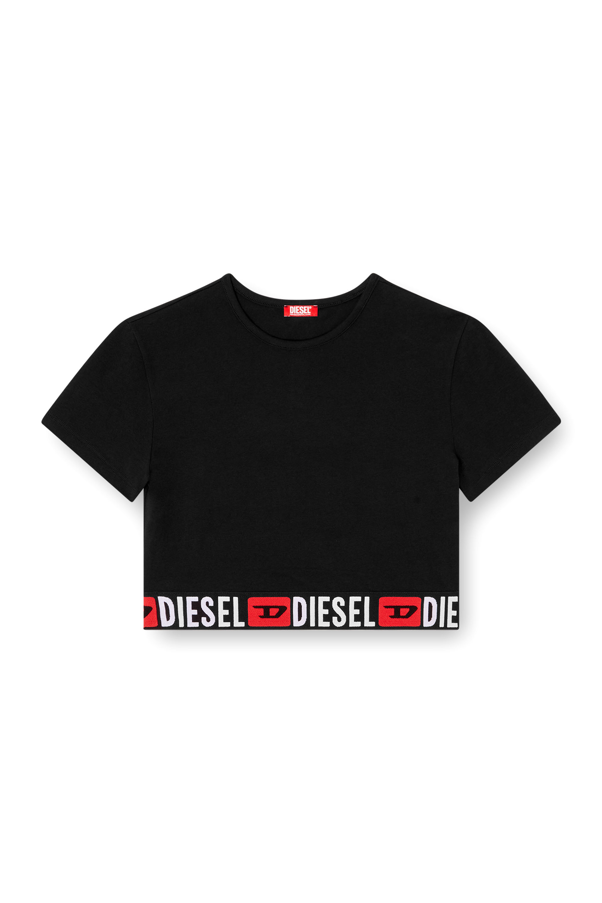 Diesel - IRMA-D-CORE, Crop top con fascia logo Donna in Nero - 2