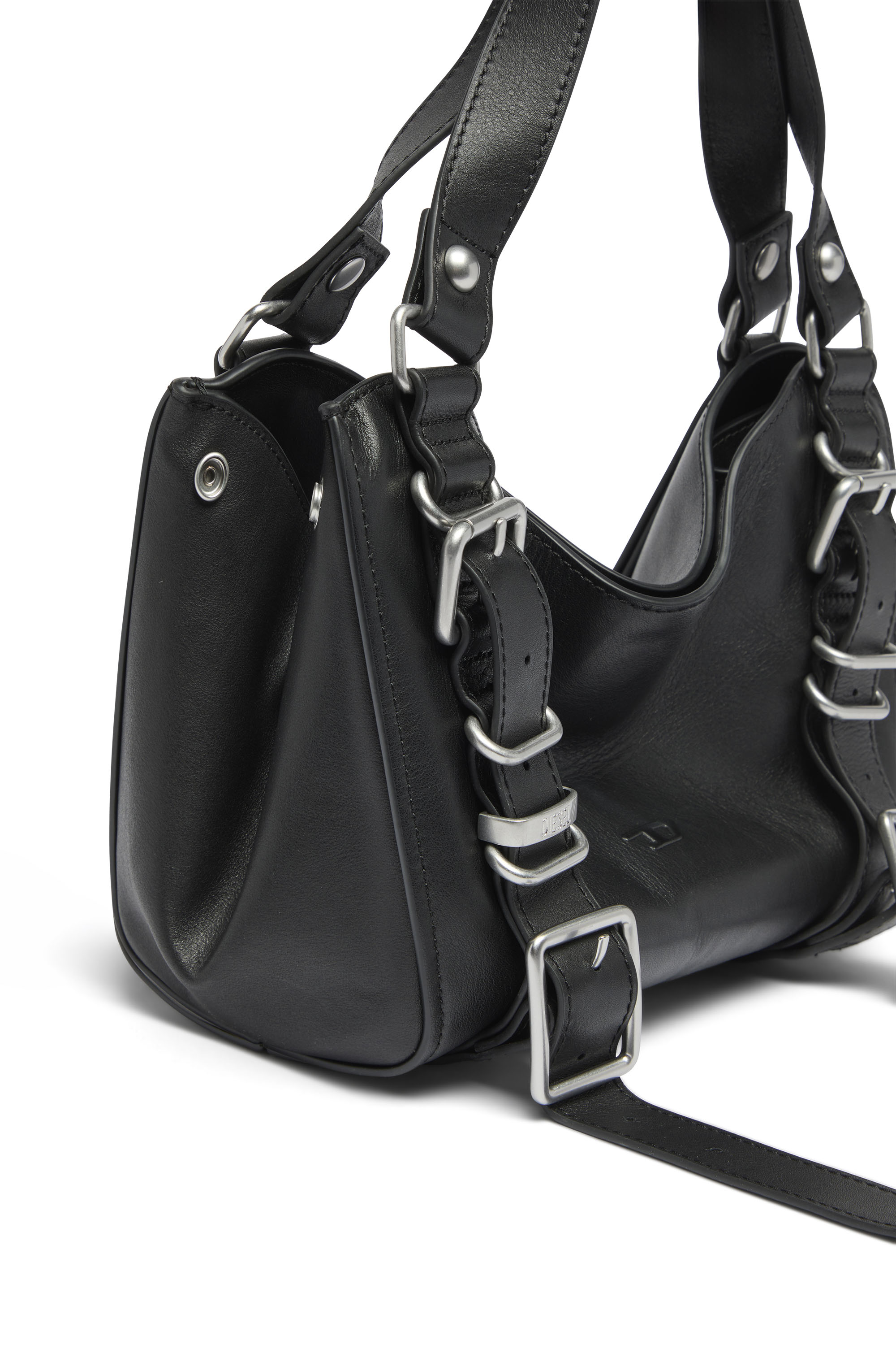 Diesel - D-ONE TOPHANDLE S, Damen D-One-Small Henkeltasche aus behandeltem Leder in Schwarz - 6