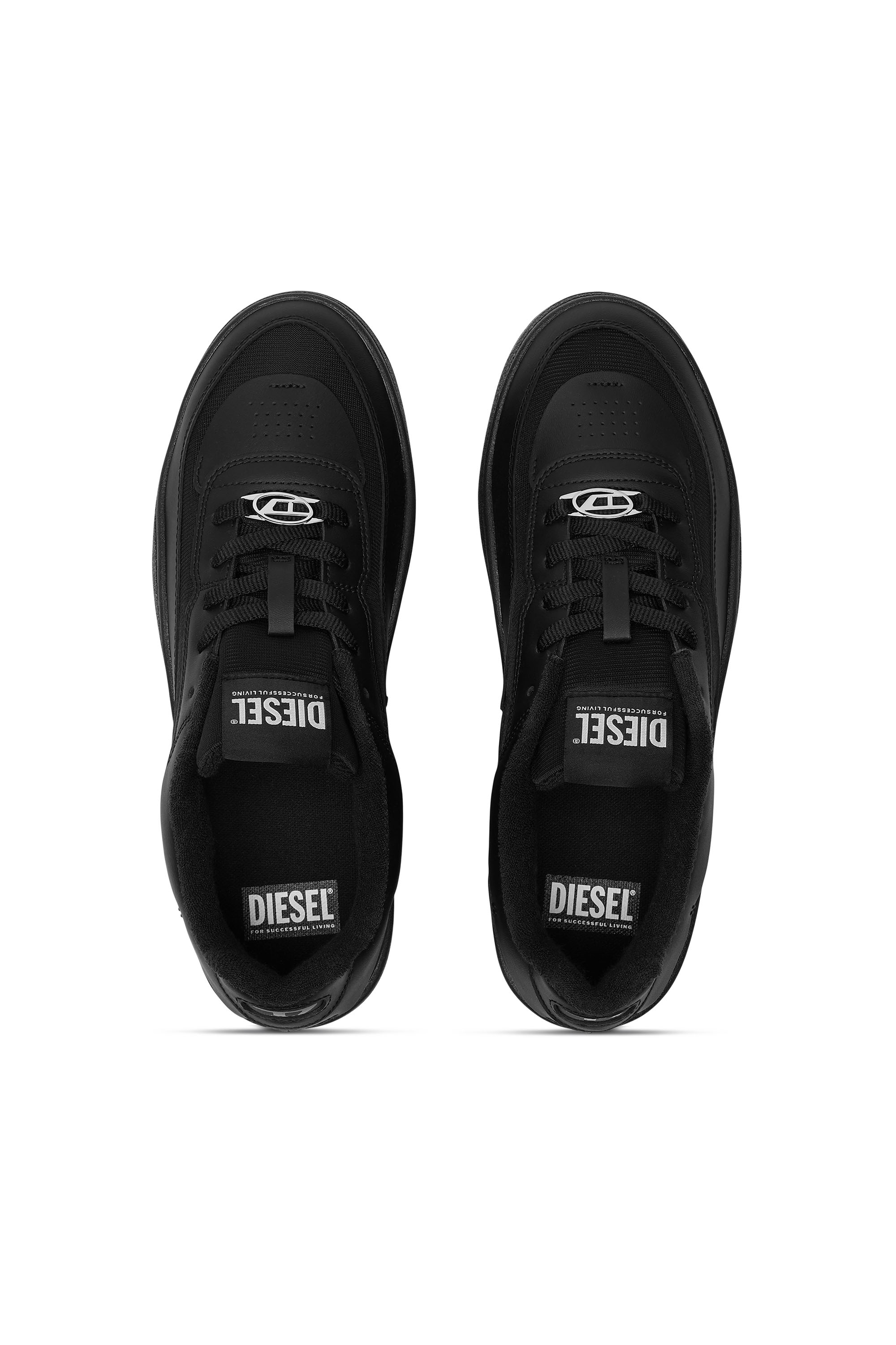 S-OVAL SKATE LOW, Schwarz Diesel - S-OVAL SKATE LOW, Herren S-Oval Skate-Sneakers aus Leder mit Einsatz aus Stoff in Schwarz - 4