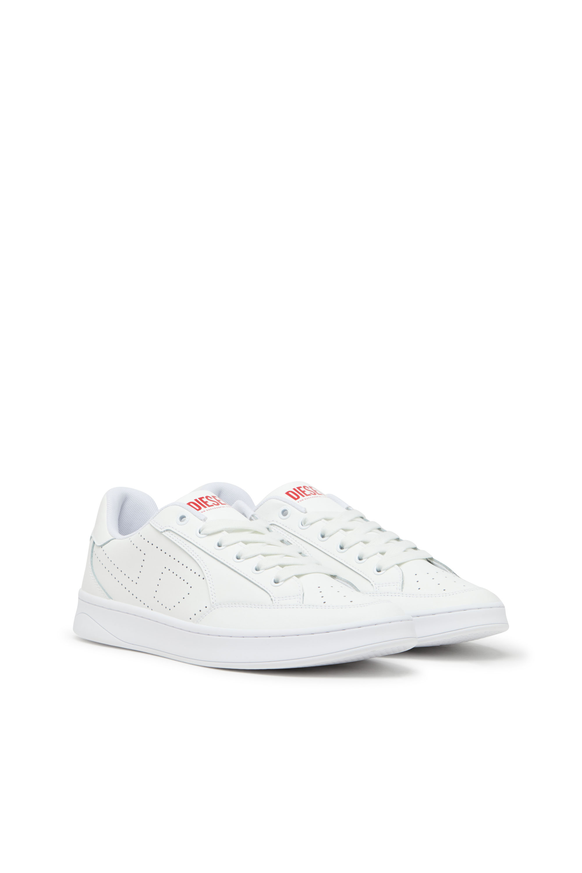 Diesel - S-DAKOTA LOW, Sneakers en cuir avec logo perforé Homme in Blanc - 2