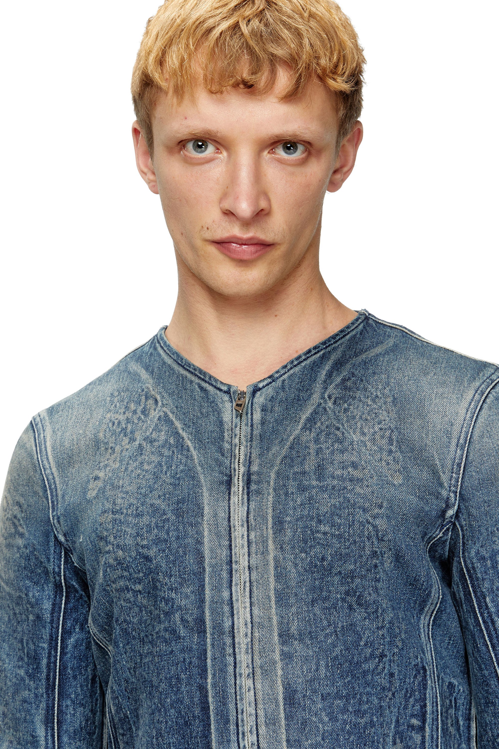 Diesel - D-CARDI-FSG, Herren Jacke aus Denim mit Ghost-Prägung in Mittelblau - 5