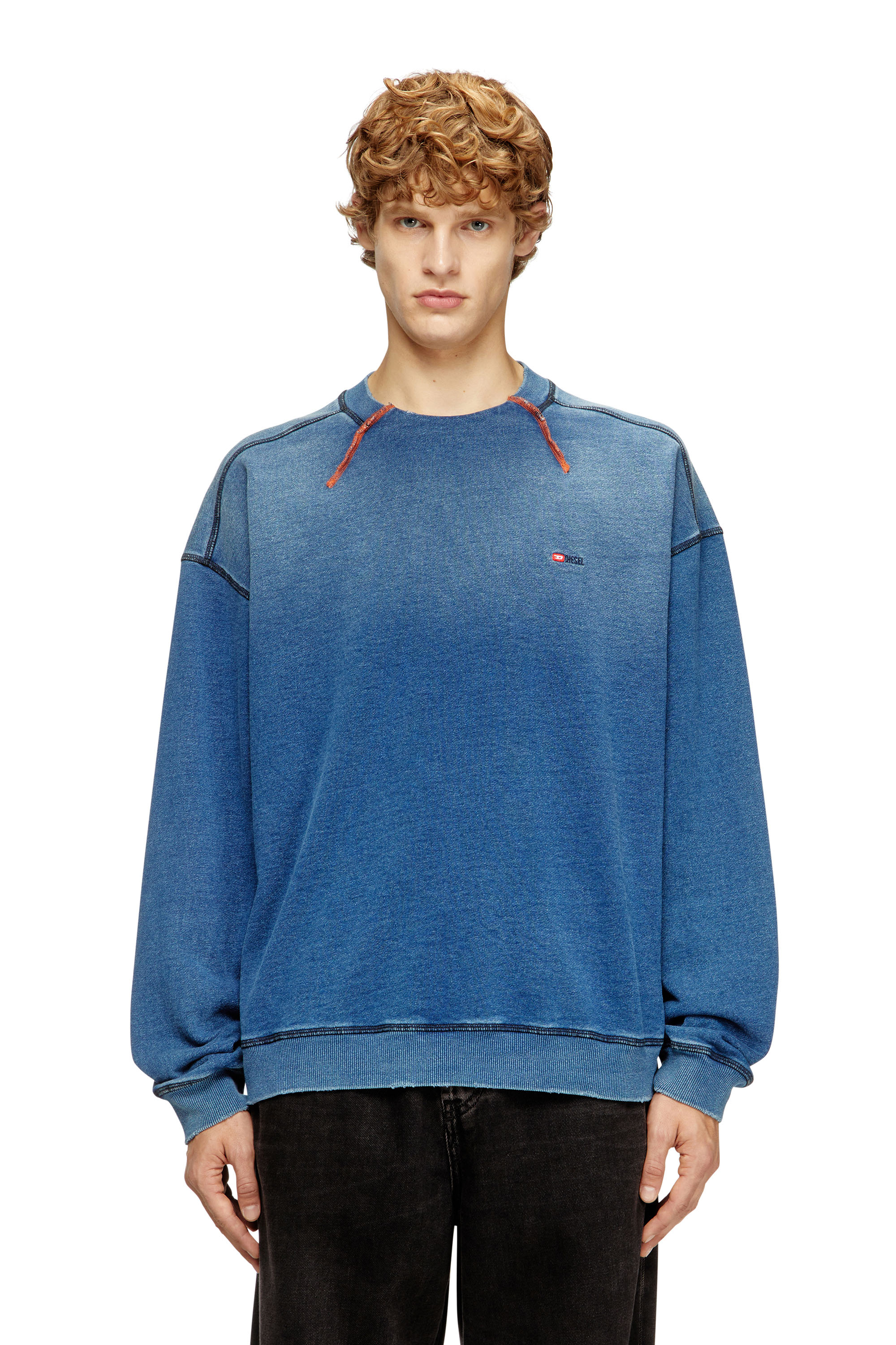 Diesel - S-CRAO-BOXT, Maglione in cotone con cuciture a contrasto Uomo in Blu - 3