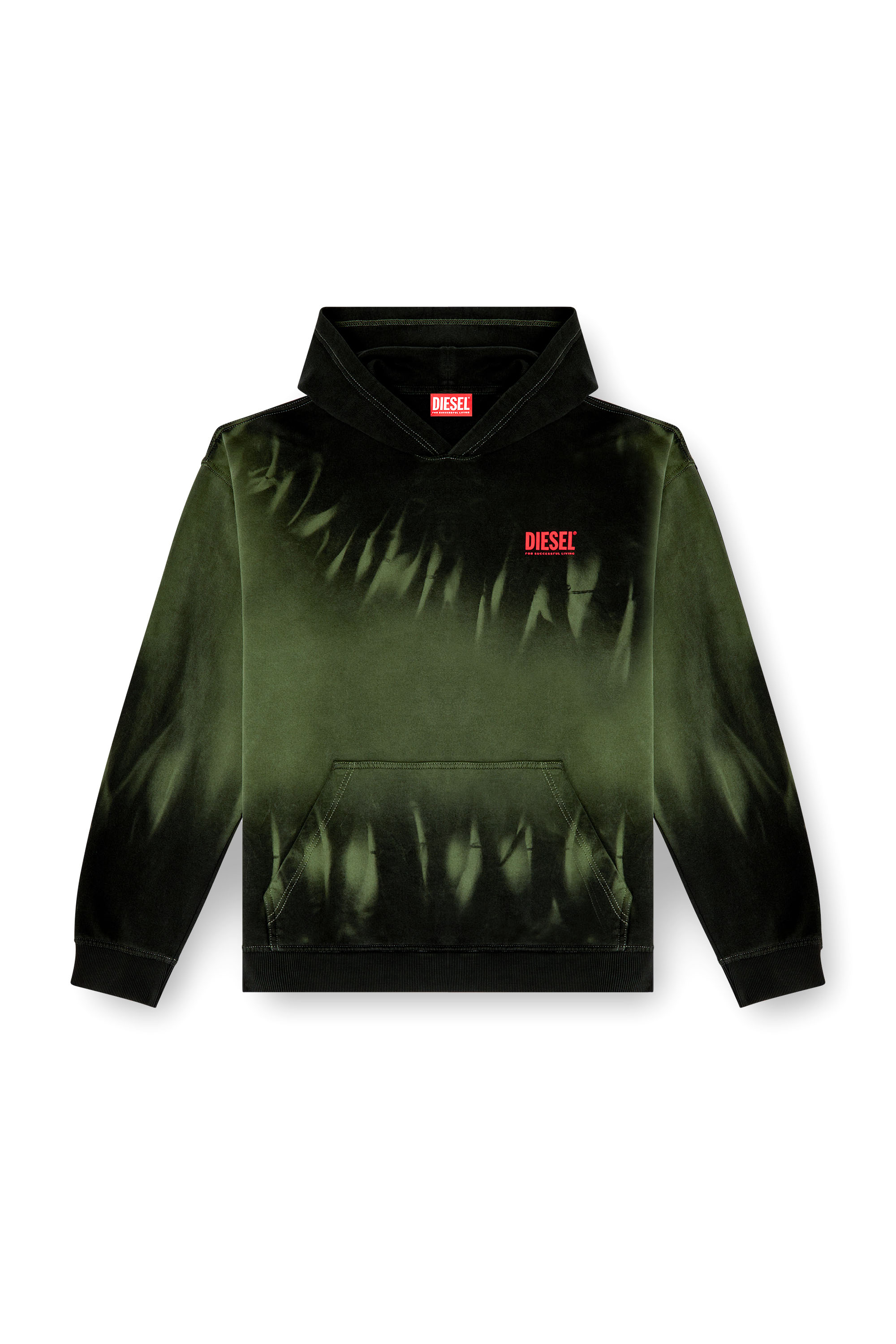 Diesel - S-BOXT-HOOD-R2, Sweat-shirt à capuche tie-dye avec logo imprimé Homme in Polychrome - 3