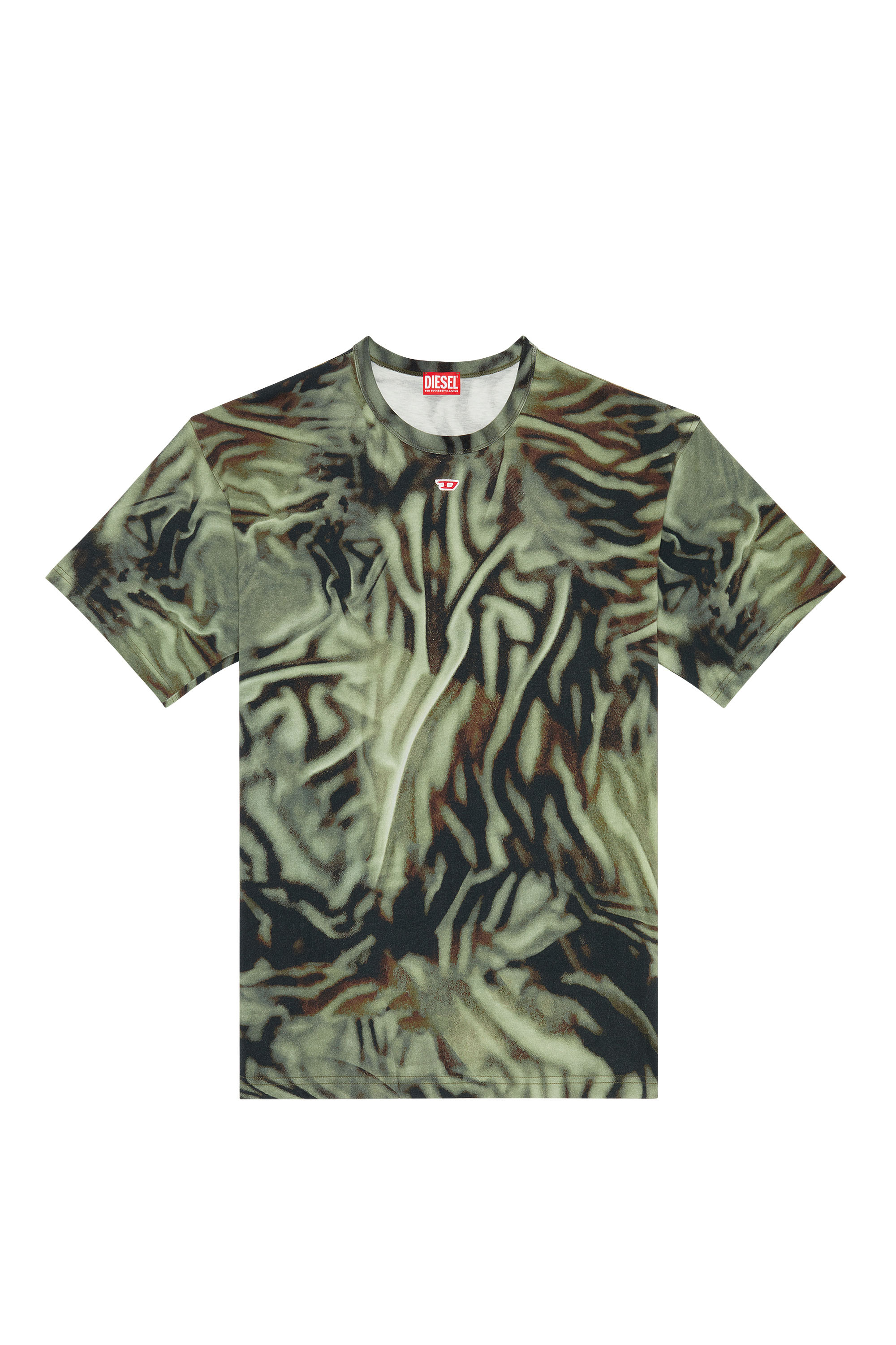Diesel - T-BOXT-N3, Man T-shirt with zebra-camo print in Green - Image 3