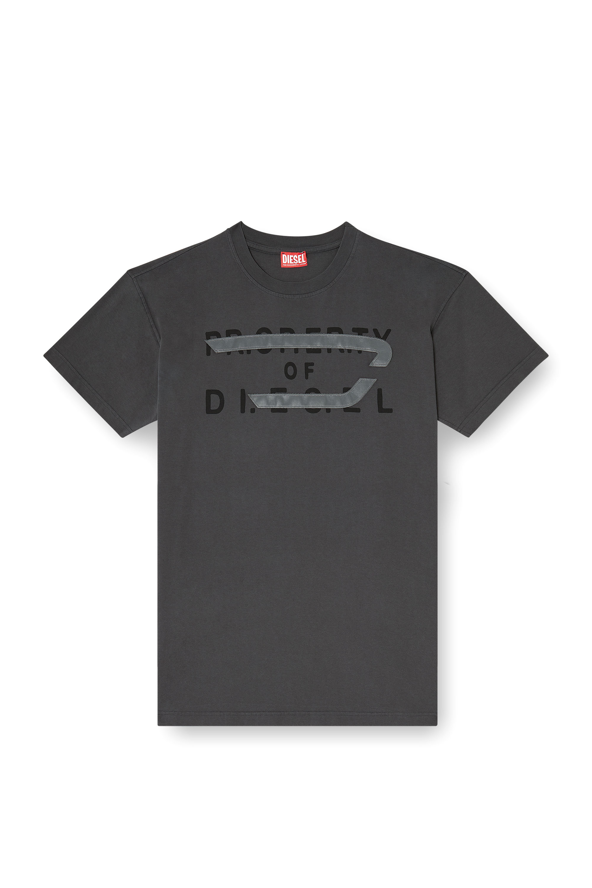 Diesel - T-NORM-V11, Herren Regul&auml;res T-Shirt mit D-Applikation in Grau - 3