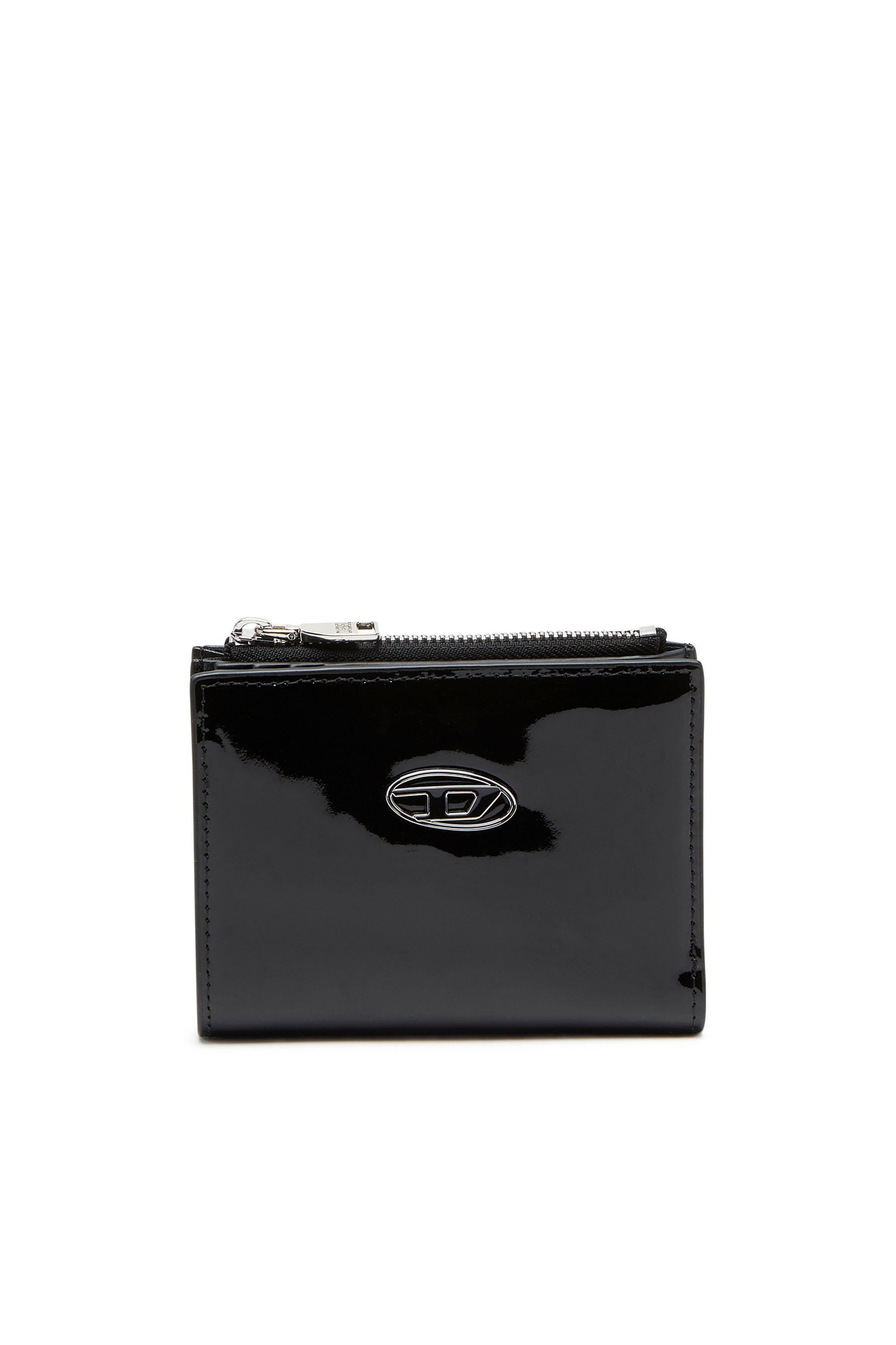 Diesel - PLAY BI-FOLD ZIP II, Damen Kleines Portemonnaie aus glänzendem Leder in Schwarz - Image 1