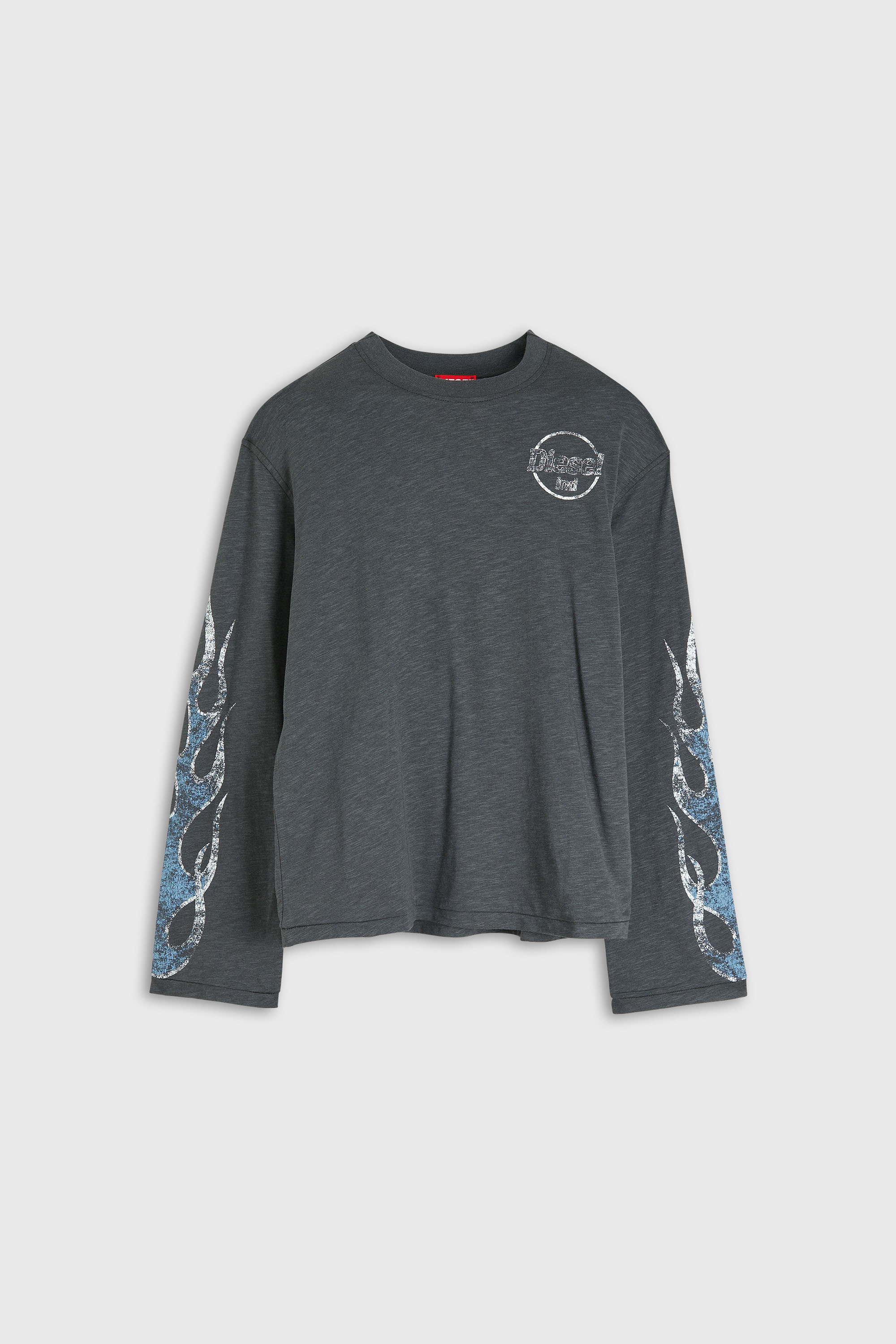 Diesel - T-HILARY-LS-B3, T-shirt a manica lunga in jersey fiammata con stampa craquel&eacute; Donna in Grigio - 2