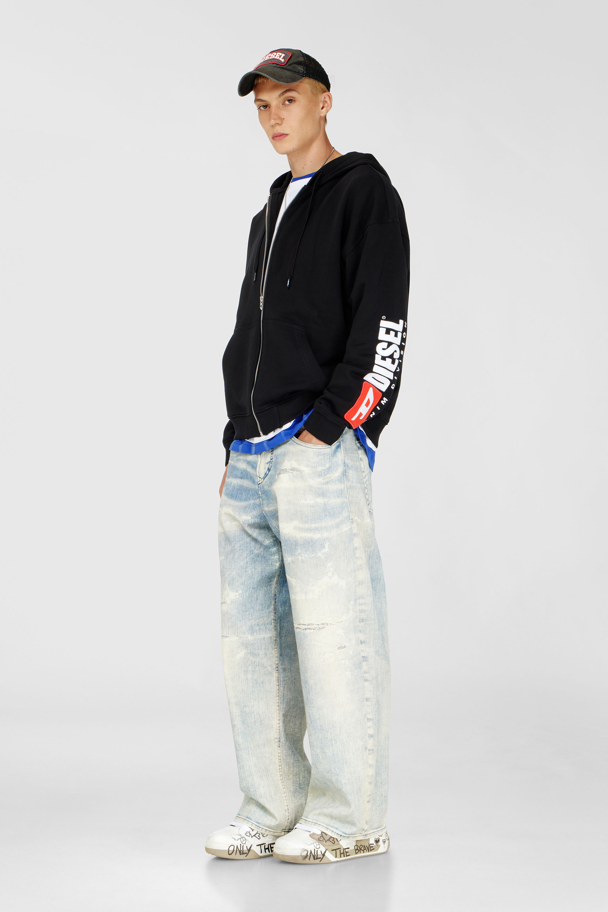 Diesel - S-BOXT-ZIP-HOOD-DIV, Sweat &agrave; capuche avec logo brod&eacute; Homme in Noir - 2