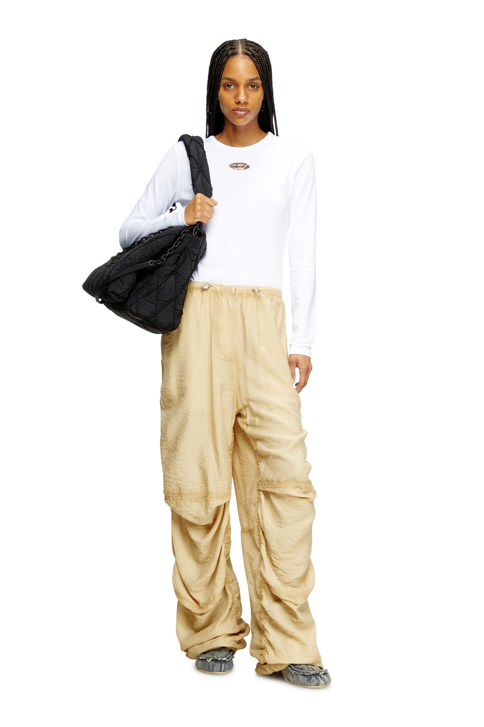 Diesel - T-UNCUTIE-LONG-LS-OD, Haut à manches longues avec cut-out Oval D Femme in Blanc - 1