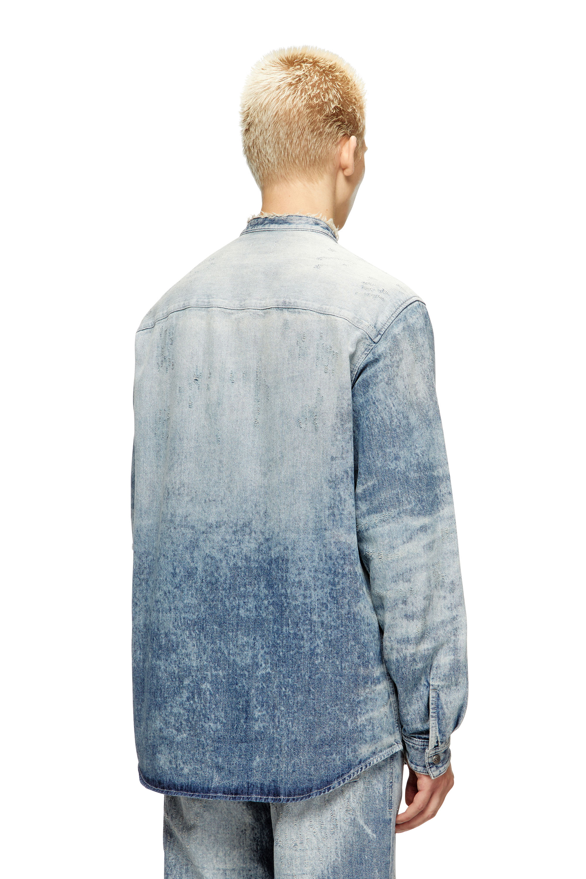 Diesel - D-SIMP-FSH, Camicia in denim distressed a nido l'ape Uomo in Blu - 4