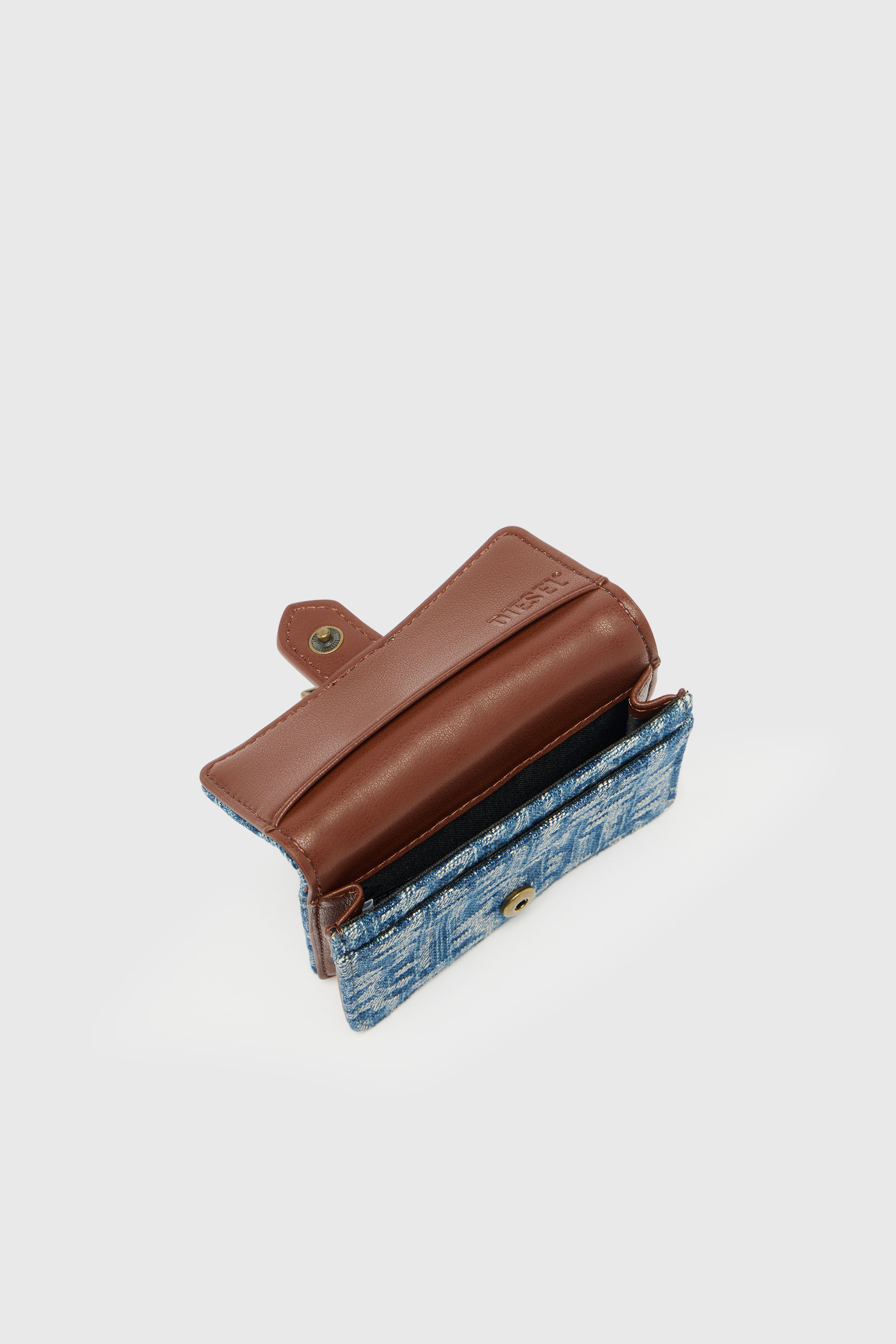 Diesel - D-LINE CARD HOLDER, Woman's Card holder in monogram denim with belt detail in Blue - 3
