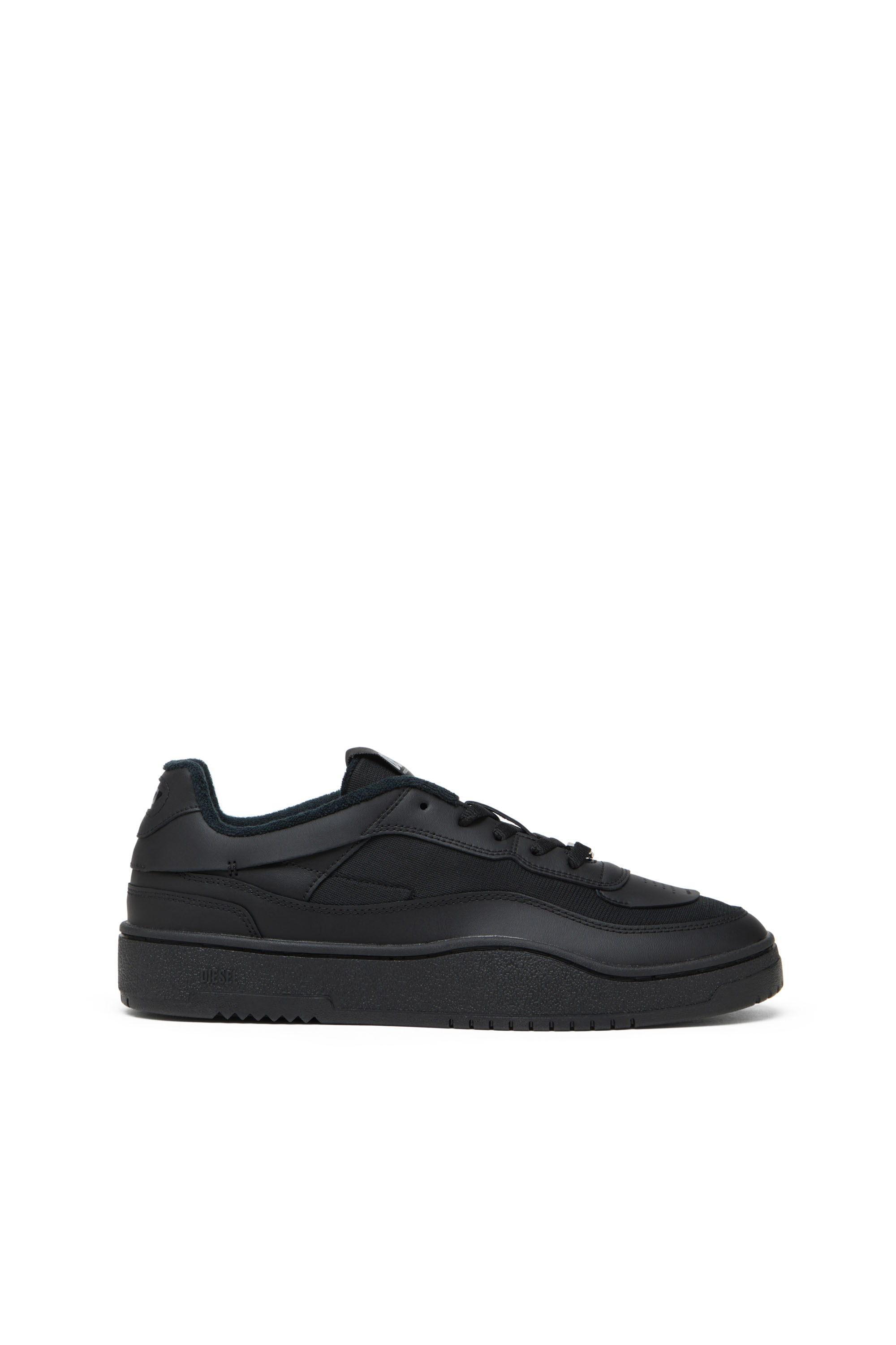 Diesel - S-OVAL SKATE LOW, Sneakers en cuir avec empiècements en tissu Homme in Noir - 1