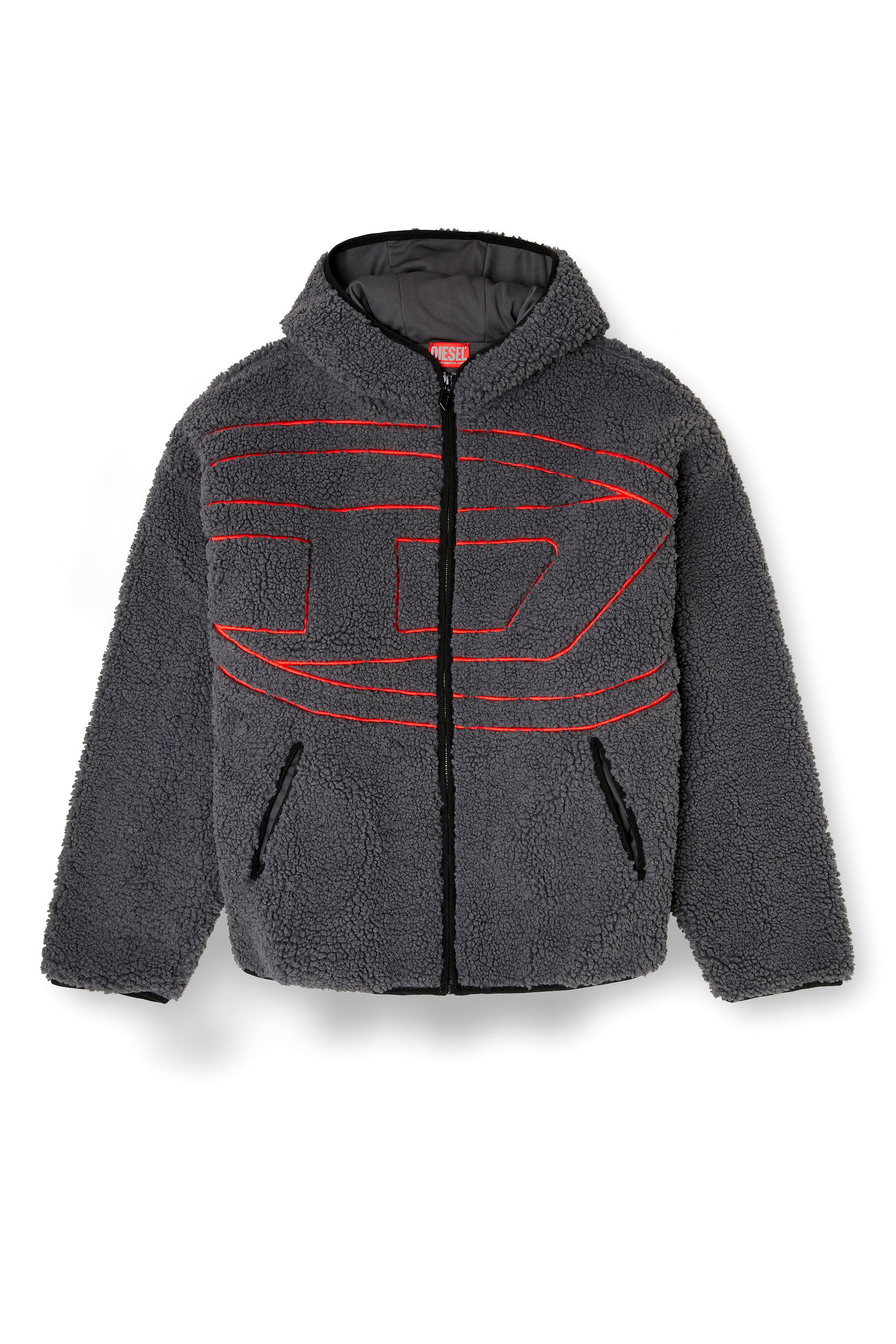 Diesel - S-ZAT, Veste à capuche en peluche Homme in Gris - 2