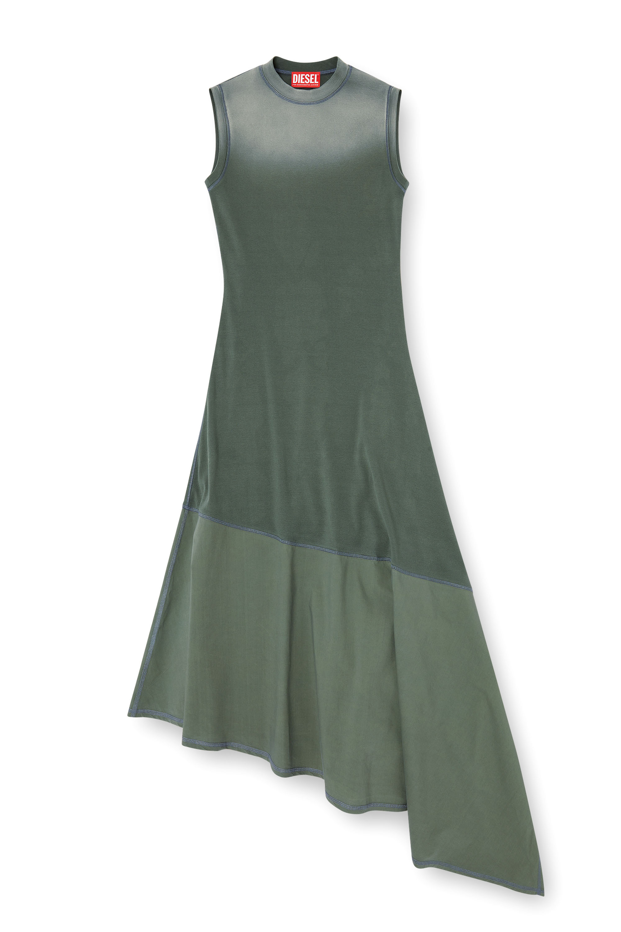 Diesel - D-ELICY, Robe asymétrique sans manches Femme in Vert - 1