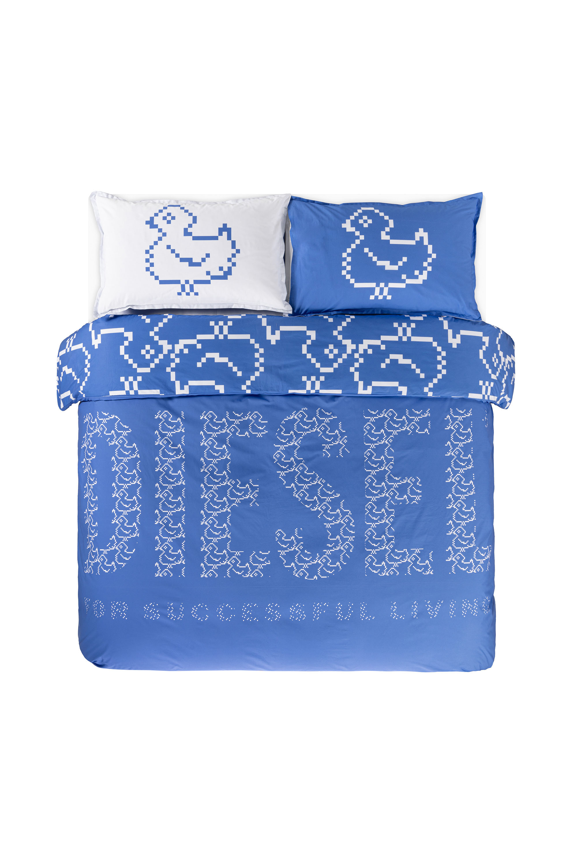 Diesel - 1018141  PIXEL DUCKS BLUE PERCALE DUVET, Unisex Perkal-Bettw&auml;sche-Set f&uuml;r Queen-Size-Bett in Blau - 1