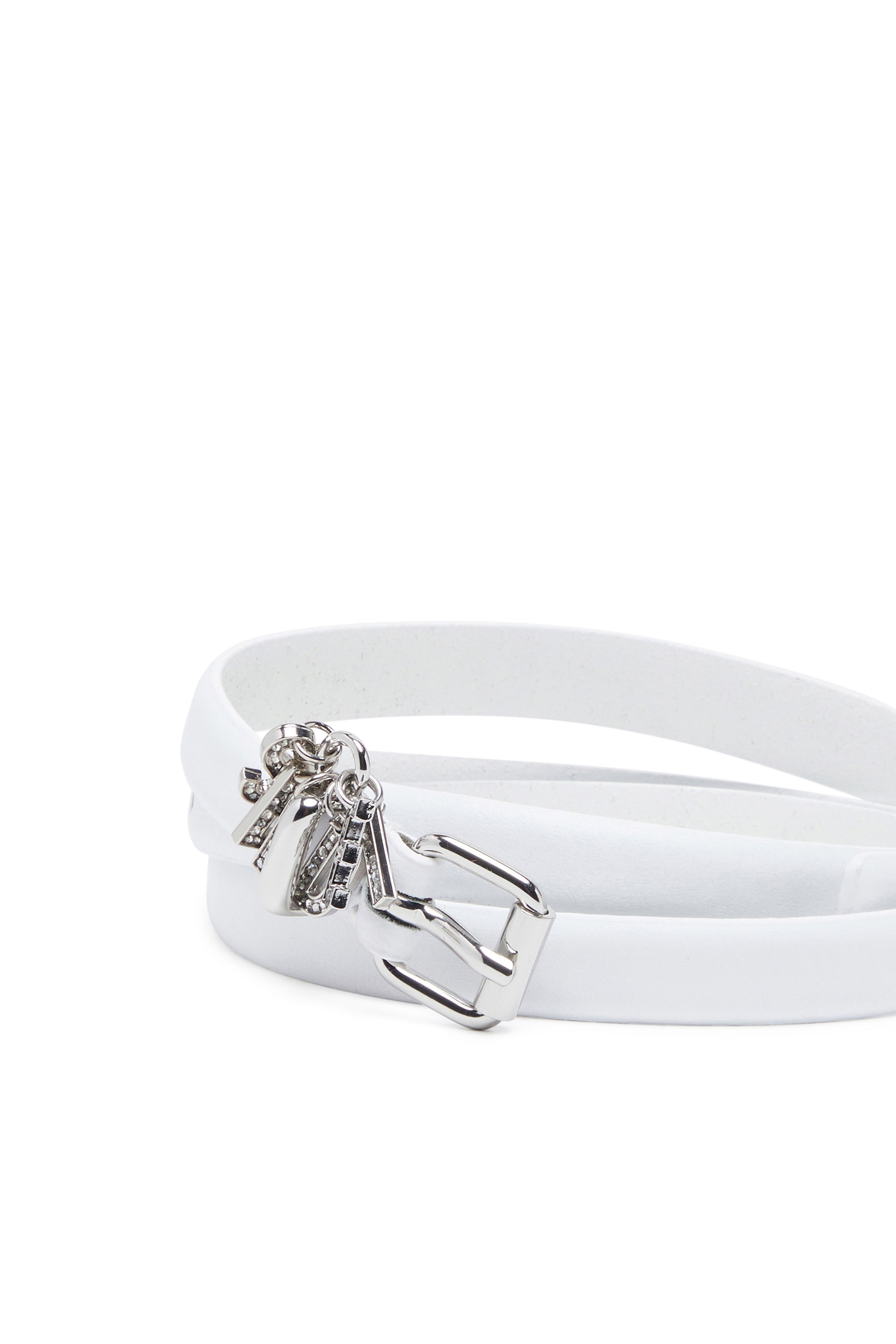 B-CHARM-LOOP, Blanc Diesel - B-CHARM-LOOP, Ceinture 1.4 cm en cuir avec breloques à logo en cristaux Femme in Blanc - 3