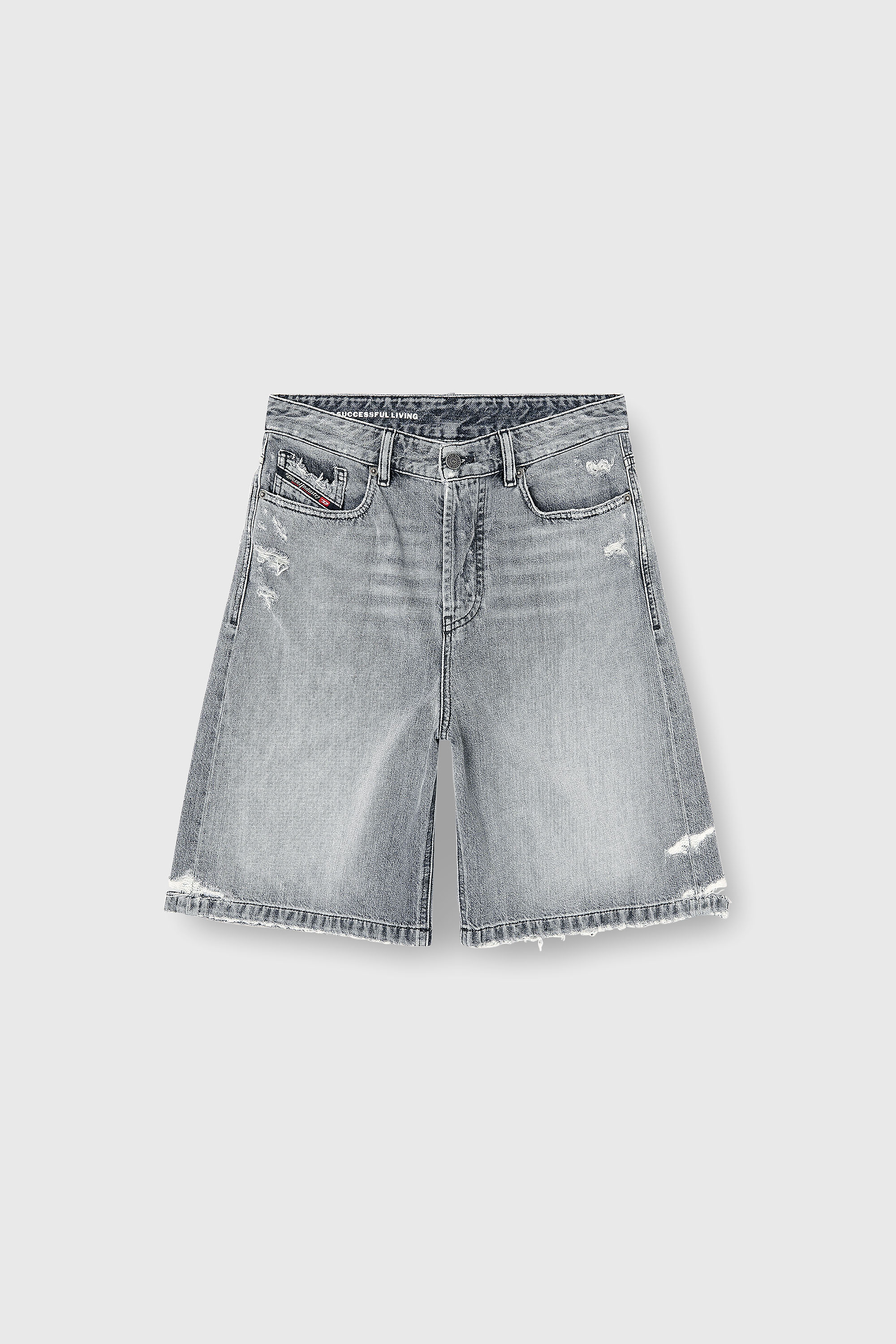 Diesel - DE-SIRE-SHORT, Woman's Denim shorts with frayed hems in Grey - 2