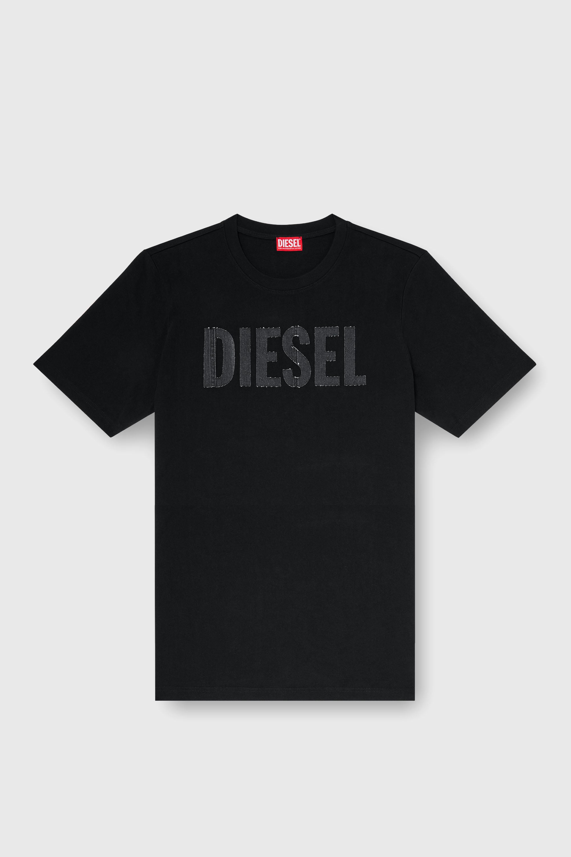 Diesel - T-JUST-APP-T92, T-shirt in cotone con stampa logo Diesel tono su tono Uomo in Nero - 2