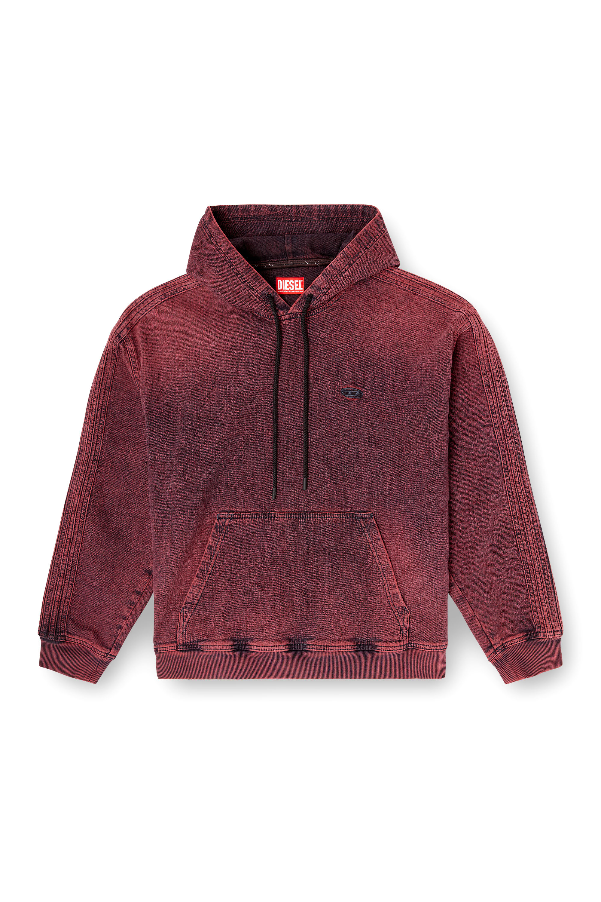 Diesel - D-UM-RIB-HORSE, Herren Hoodie aus indigoblauem Track-Denim mit Logo in Rot - 3