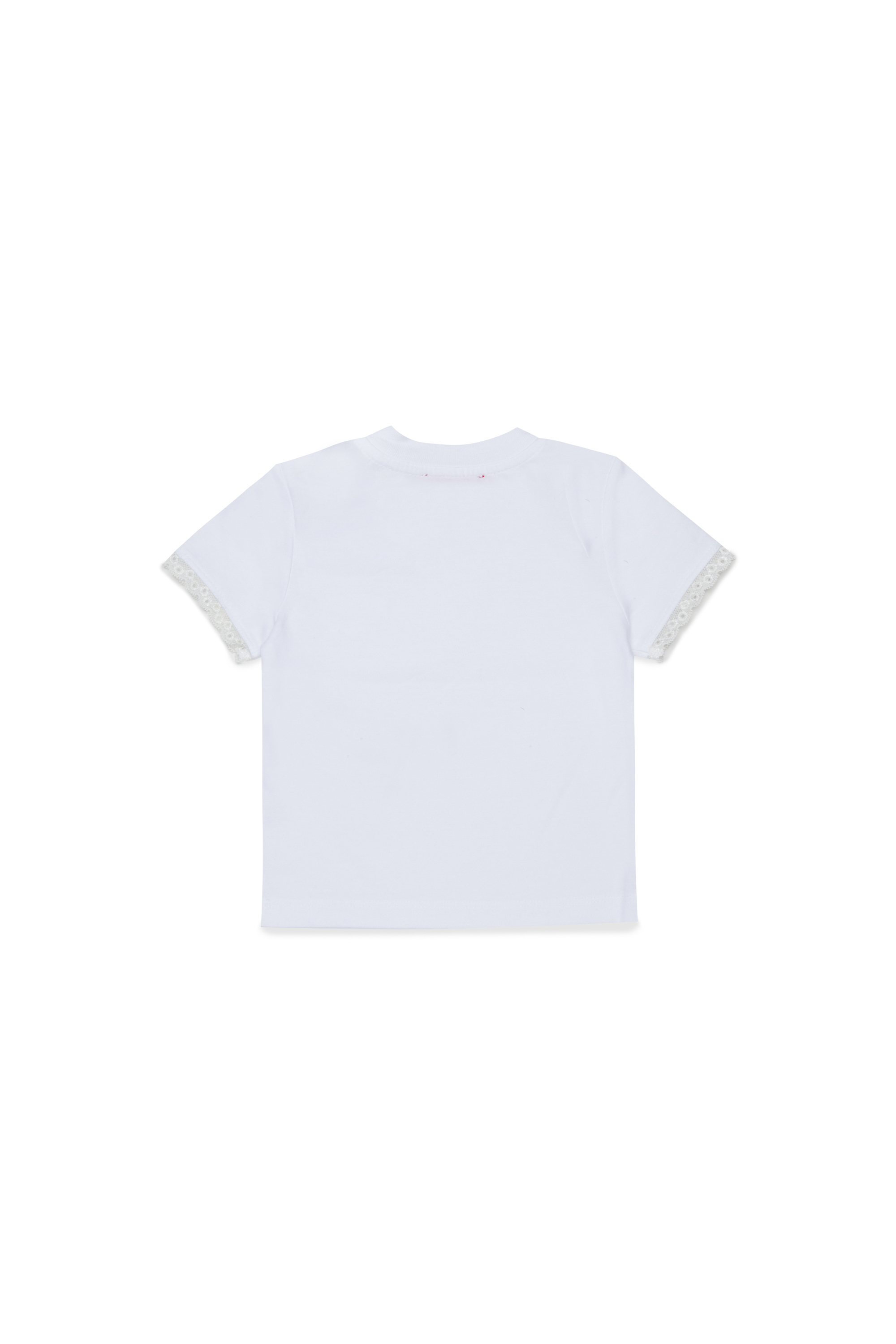 Diesel - TROSEZB, Damen T-Shirt mit Spitzenbesatz und Rosenprint in Wei&szlig; - 2