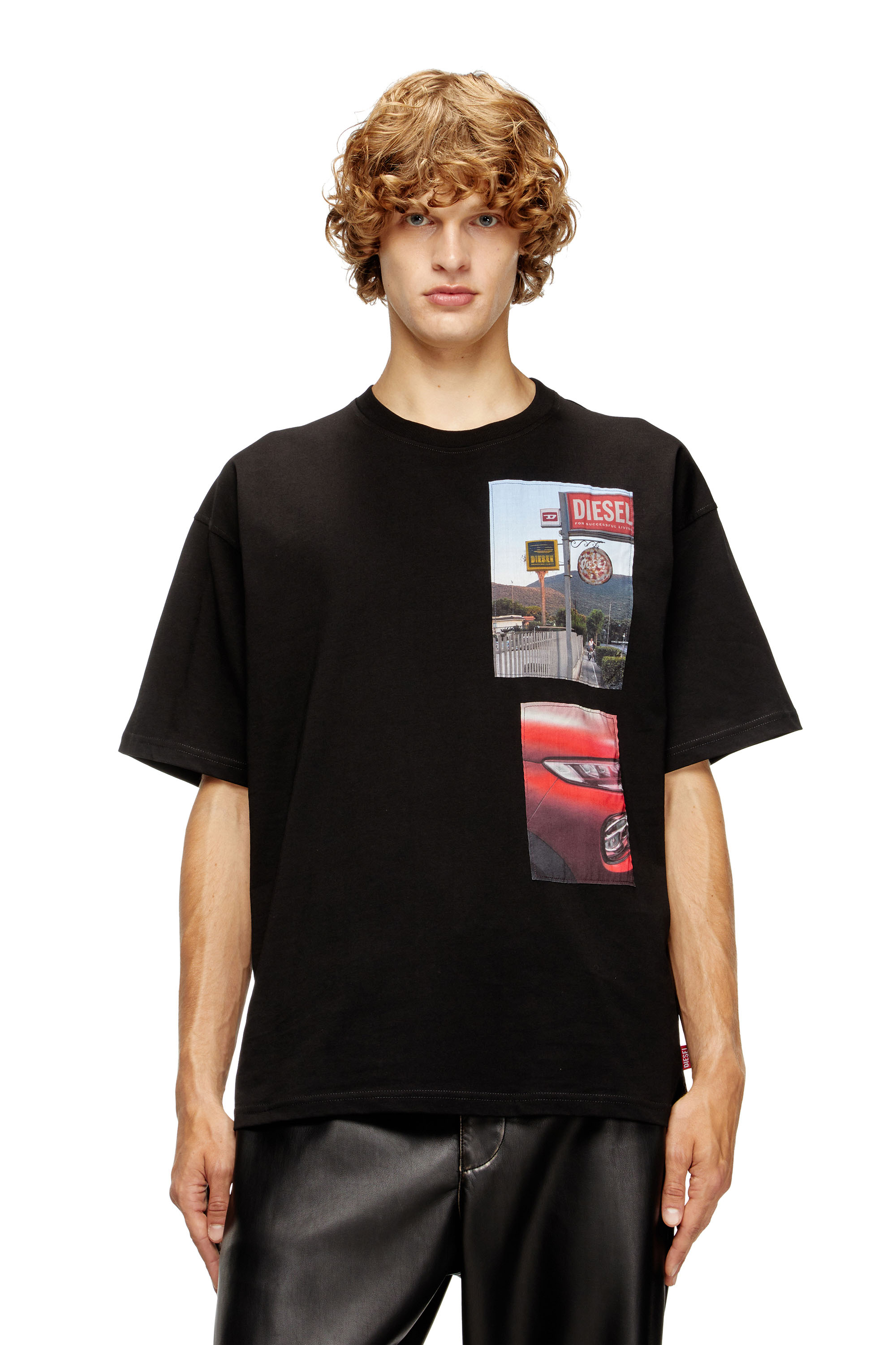 Diesel - T-BOXT-T3, Herren T-Shirt mit Logo-Foto-Patches in Schwarz - 1