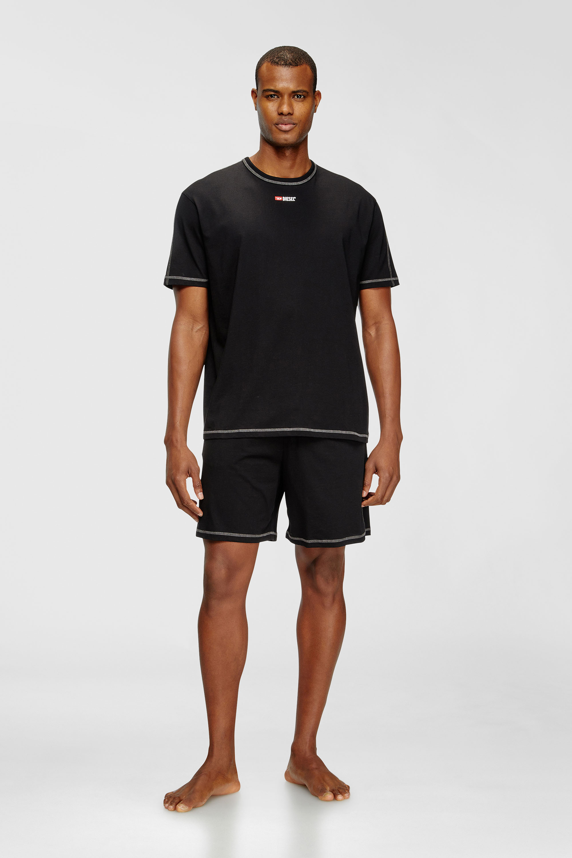 Diesel - SET-ADAM-D-CORE, Herren Kurze Pyjamas aus Baumwolljersey in Schwarz - 1