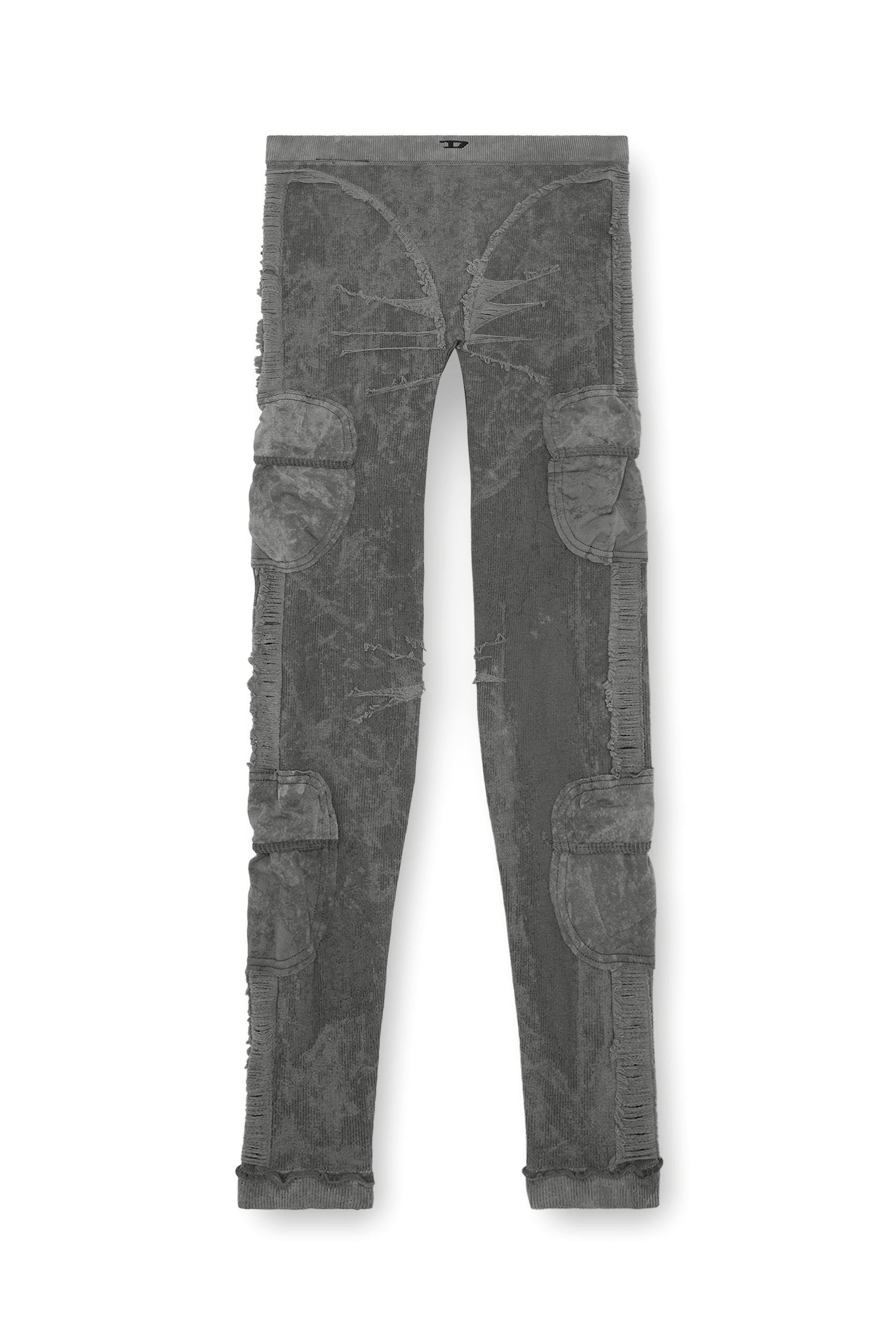 Diesel - AWSB-SEEMA-WT02, Donna Leggings a coste con effetto smagliato in Grigio - Image 3