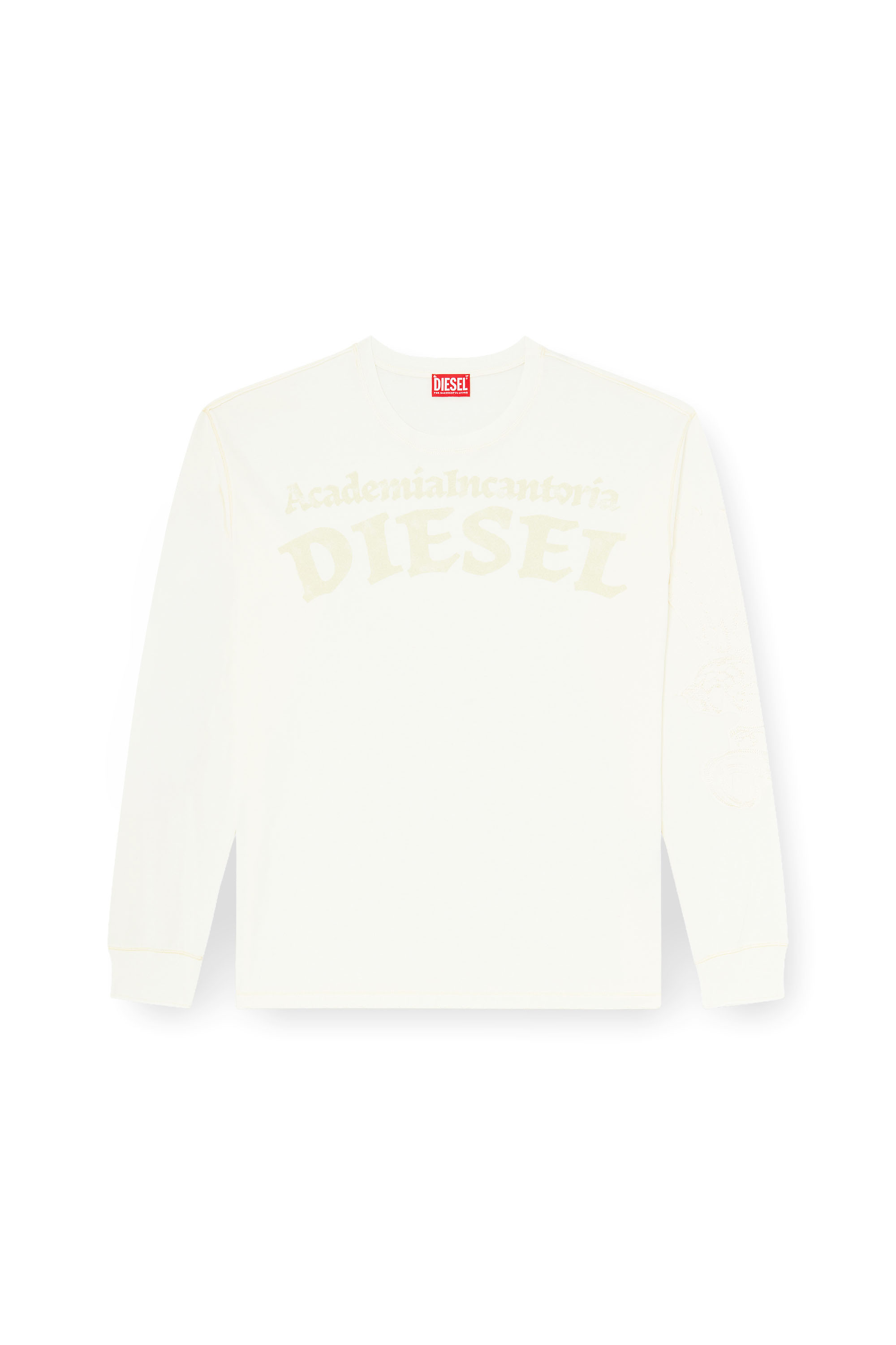 Diesel - T-NORM-LS-AA3, T-shirt a manica lunga con stampe e patch Uomo in Bianco - 3