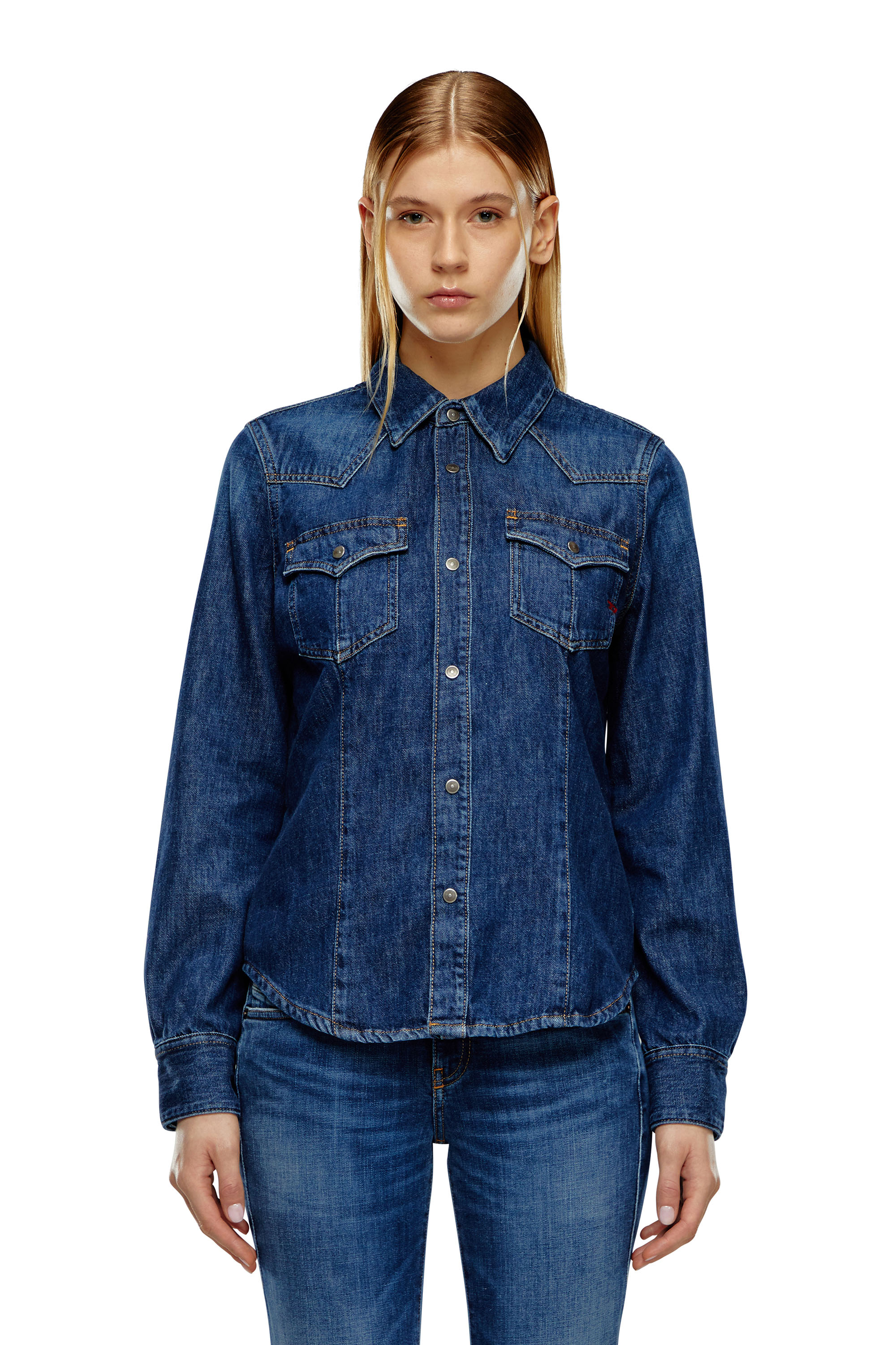 Diesel - DE-WAVES, Camicia Western in denim Donna in Blu - 1