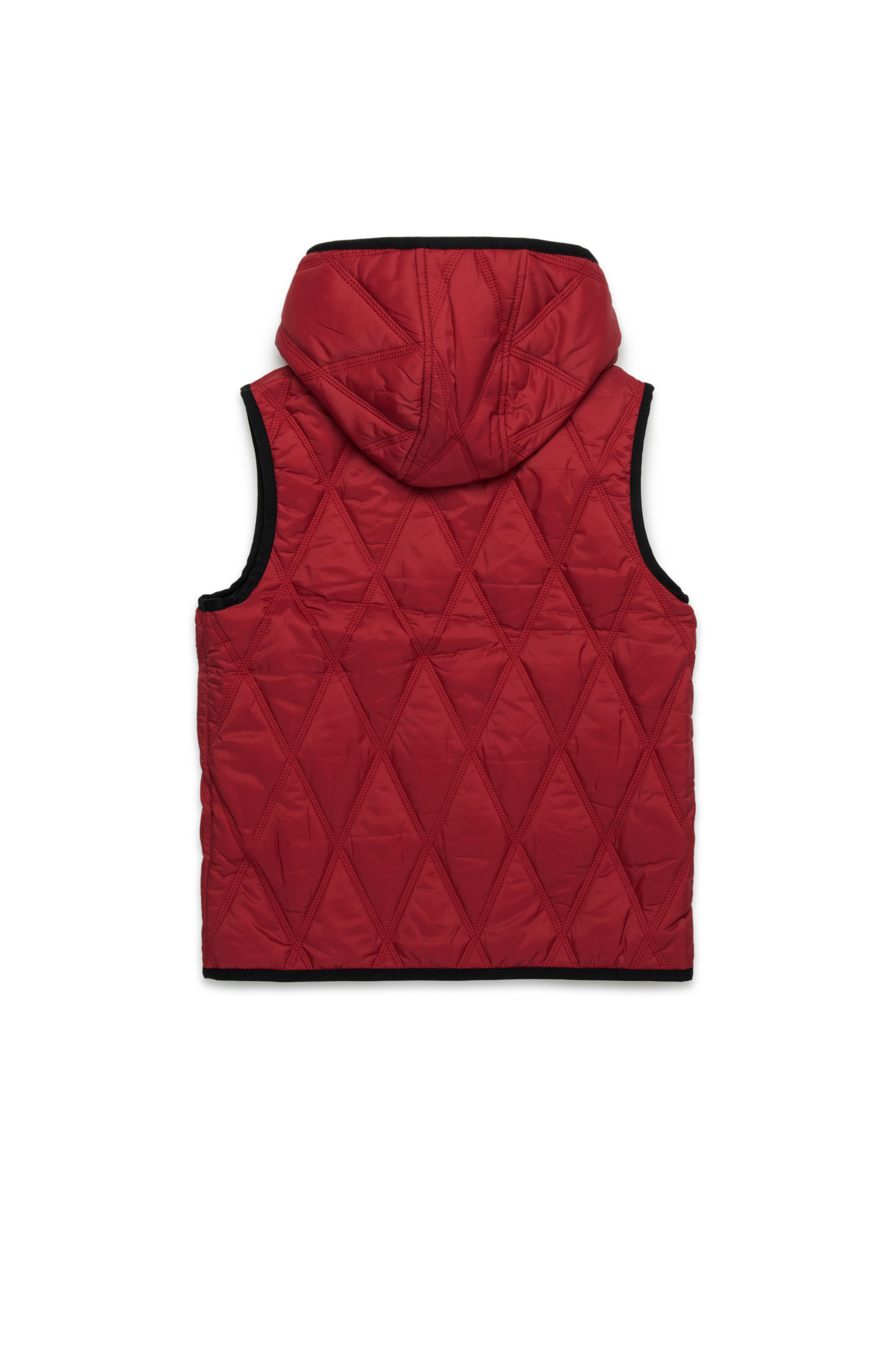 Diesel - JFOKKLOGO, Gilet in nylon trapuntato con cappuccio Unisex in Rosso - 2