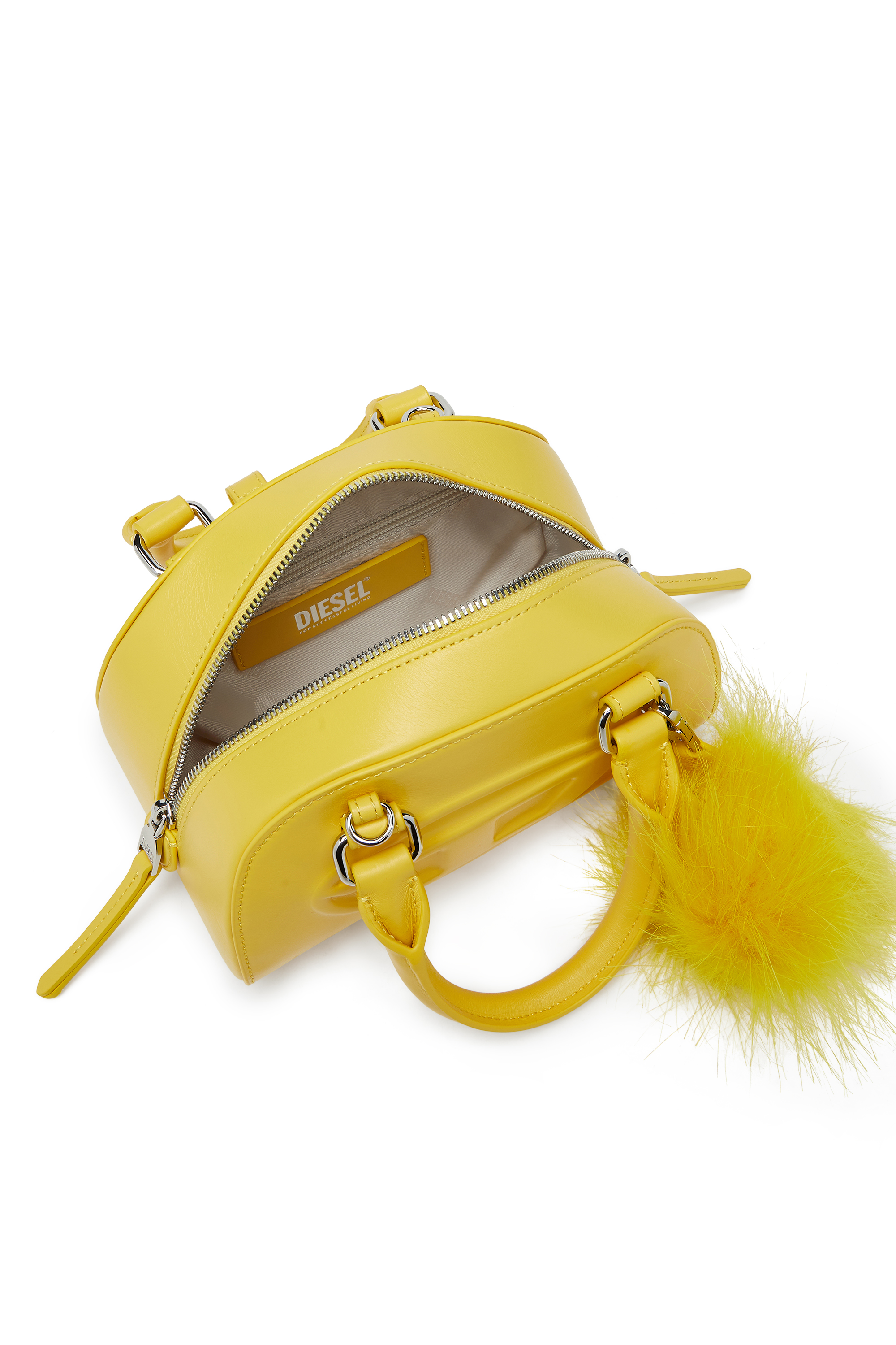 Diesel - 1DR DOME CROSSBODY, Mini sac bowling en cuir nappa Femme in Jaune - 4