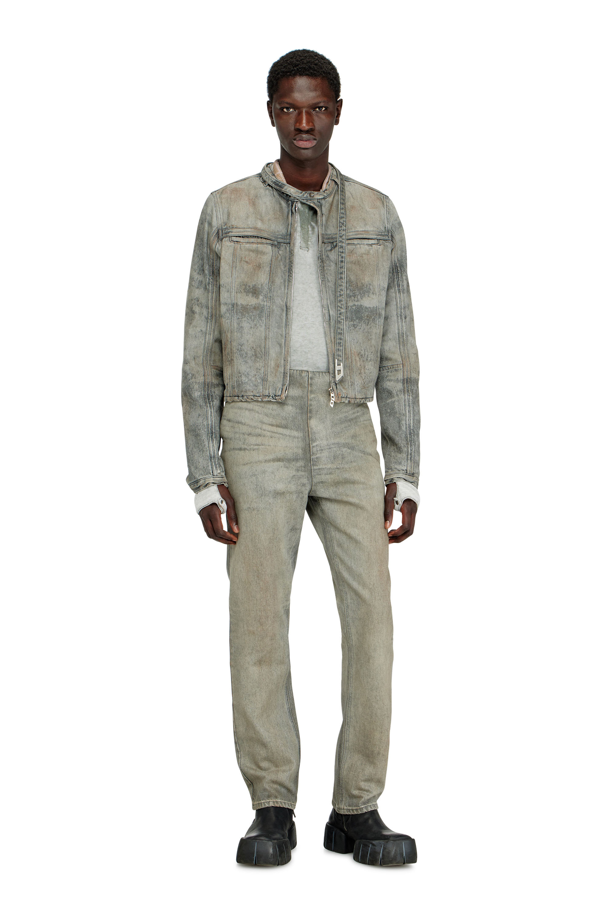 Diesel - D-VULMAR-FSI, Veste en denim satin de coton-chanvre Homme in Gris - 1