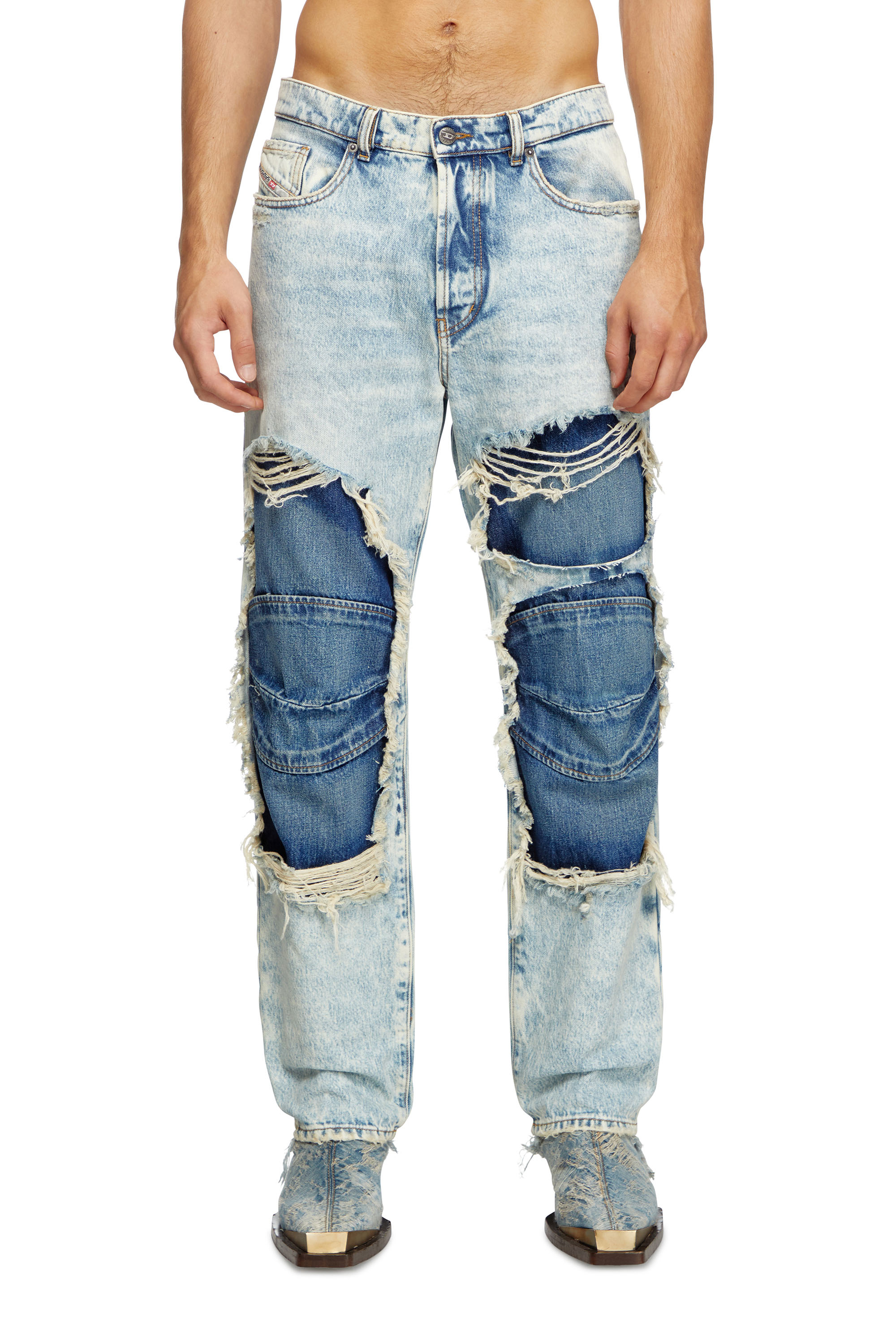 Diesel - Unisex Straight Jeans D-Fire 0AJEN, Blu Chiaro - Image 2