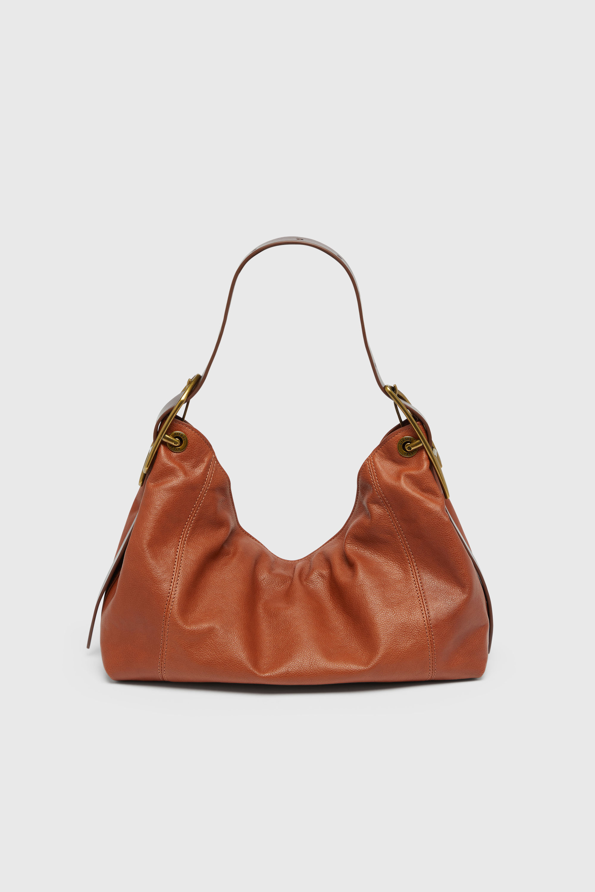 Diesel - D-LINE HOBO S, D-Line-Borsa a spalla in pelle lucida Donna in Marrone - 2