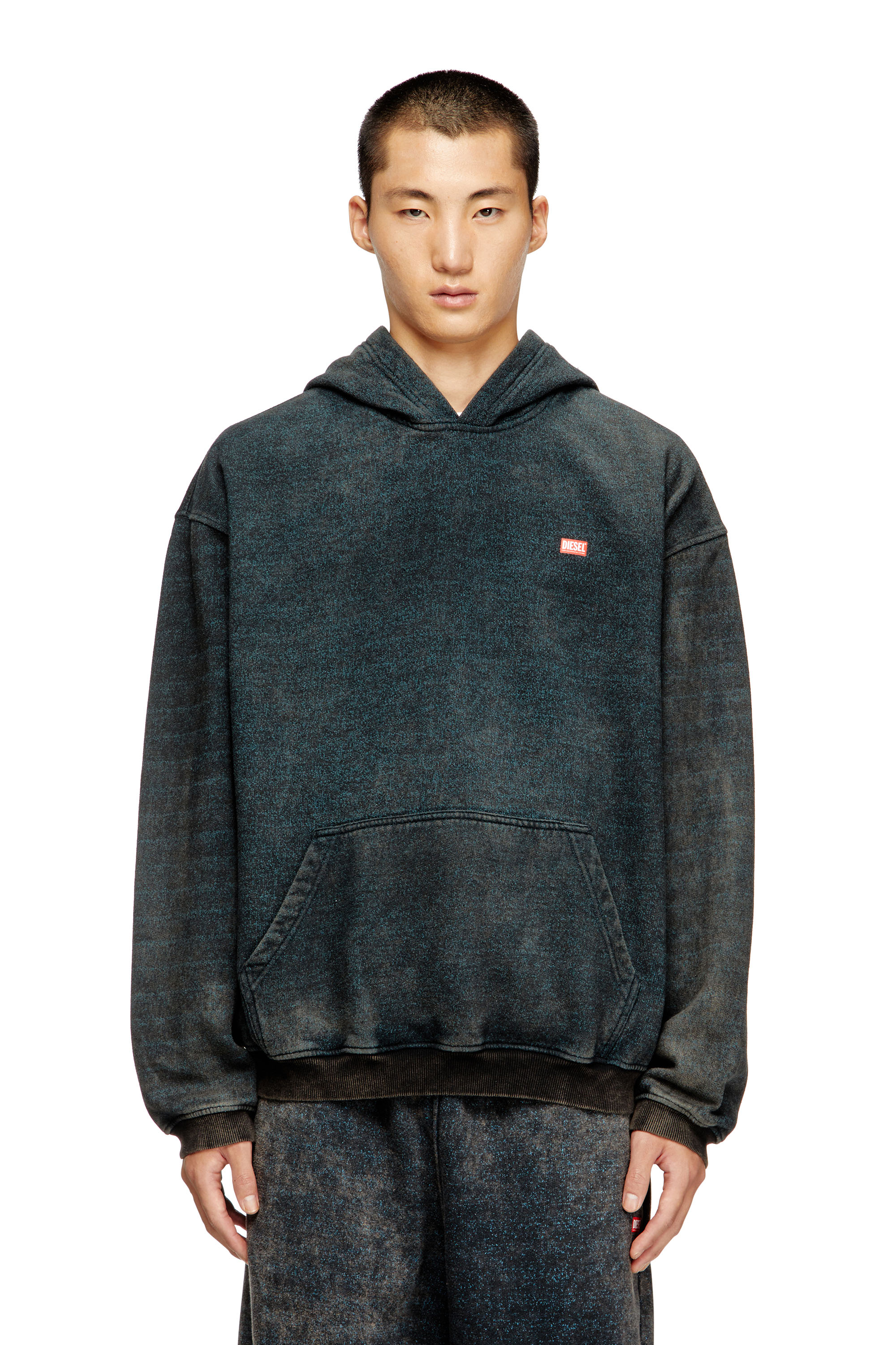 Diesel - S-KAI, Hoodie in cotone con tasca a marsupio Uomo in Multicolor - 3