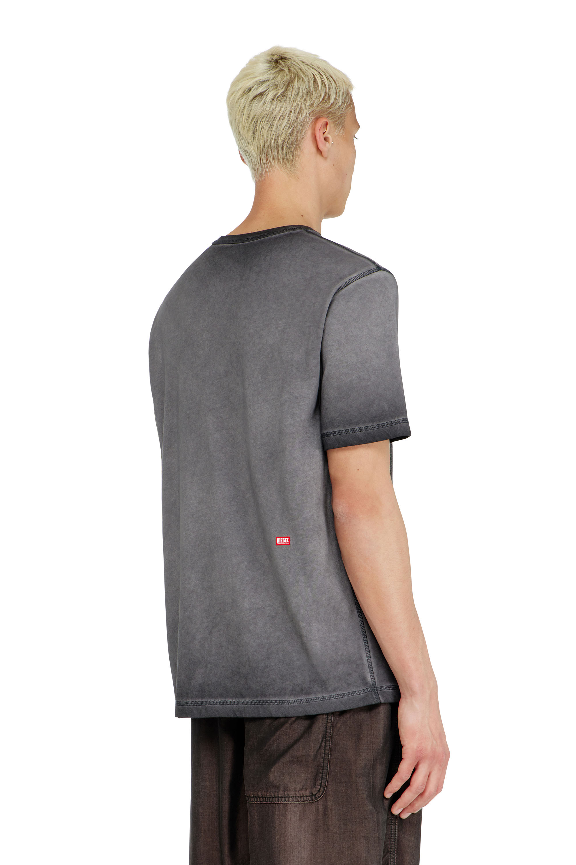 Diesel - T-RAWJUST-AA1, Herren Jersey-T-Shirt mit gepr&auml;gtem Motiv in Dunkelgrau - 4