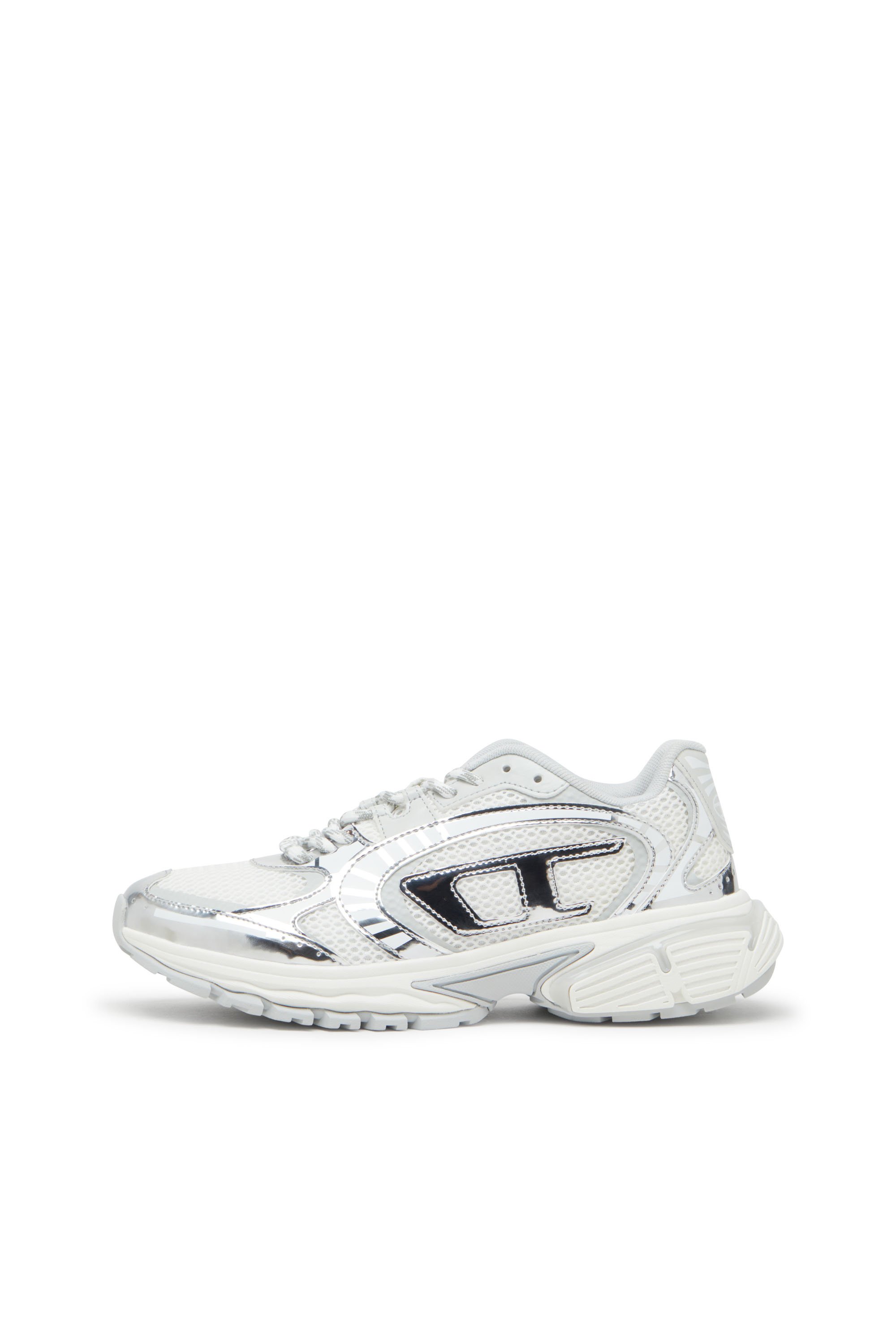 Diesel - S-PRO-V-DENSE LOW W, Sneakers en mesh métallisé avec logo Oval D Femme in Blanc - 7