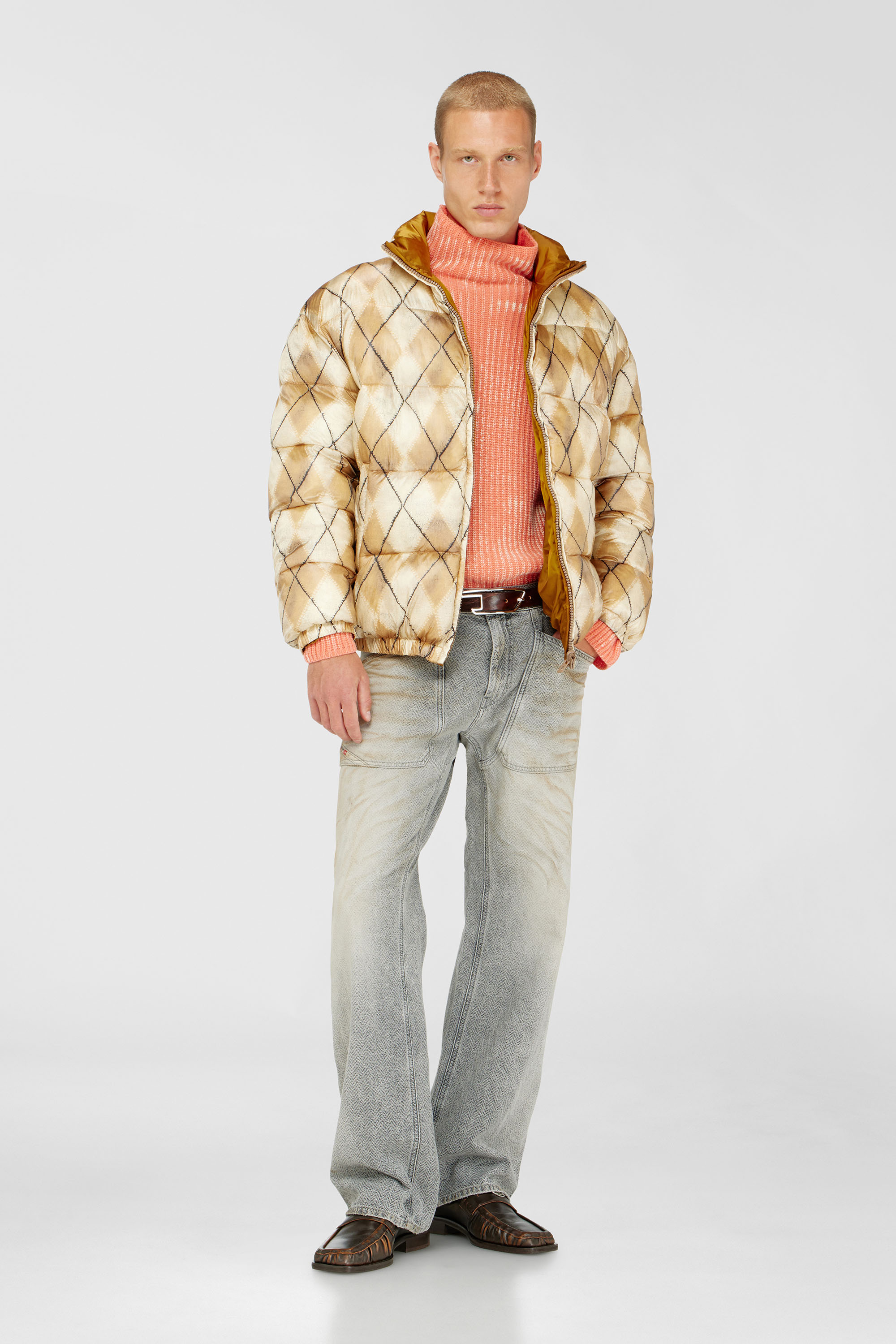 Diesel - W-BOURB-DLCK, Giacca puffer reversibile con stampa argyle Uomo in Multicolor - 2