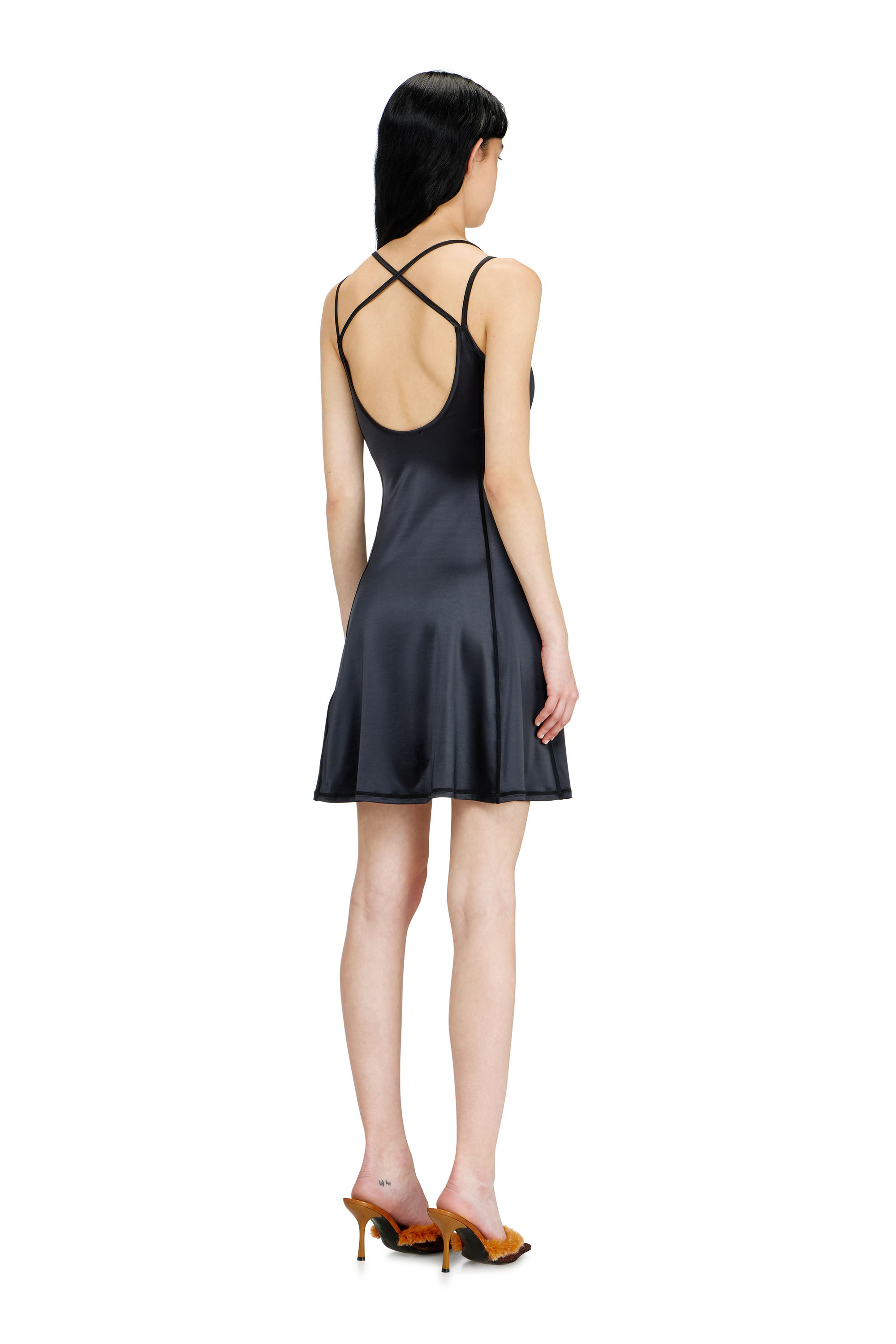 Diesel - D-IMMY, Damen Flie&szlig;endes Minikleid mit doppelten Tr&auml;gern in Schwarz - 4
